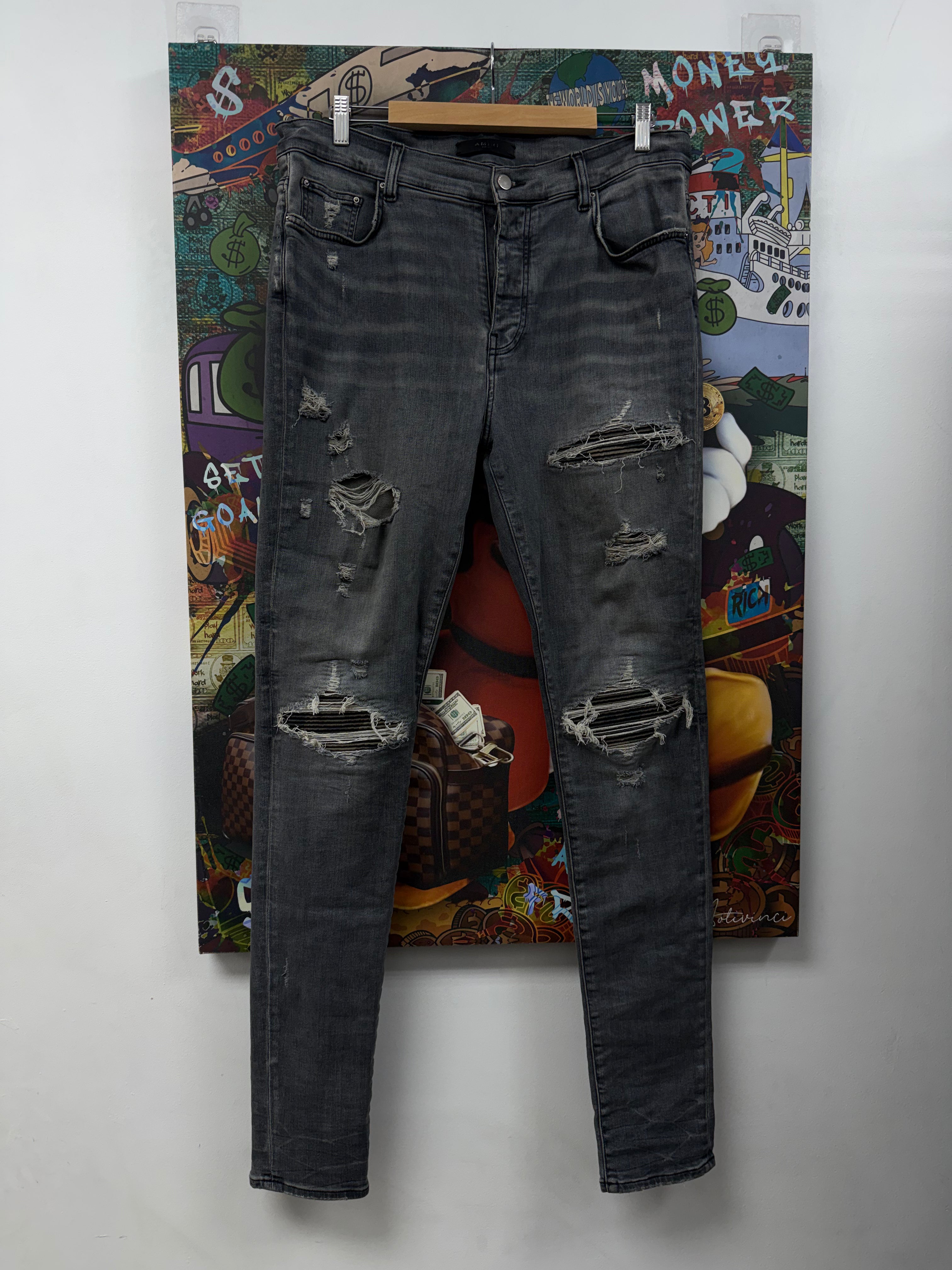 Amiri MX1 Grey Camo Patch Jeans