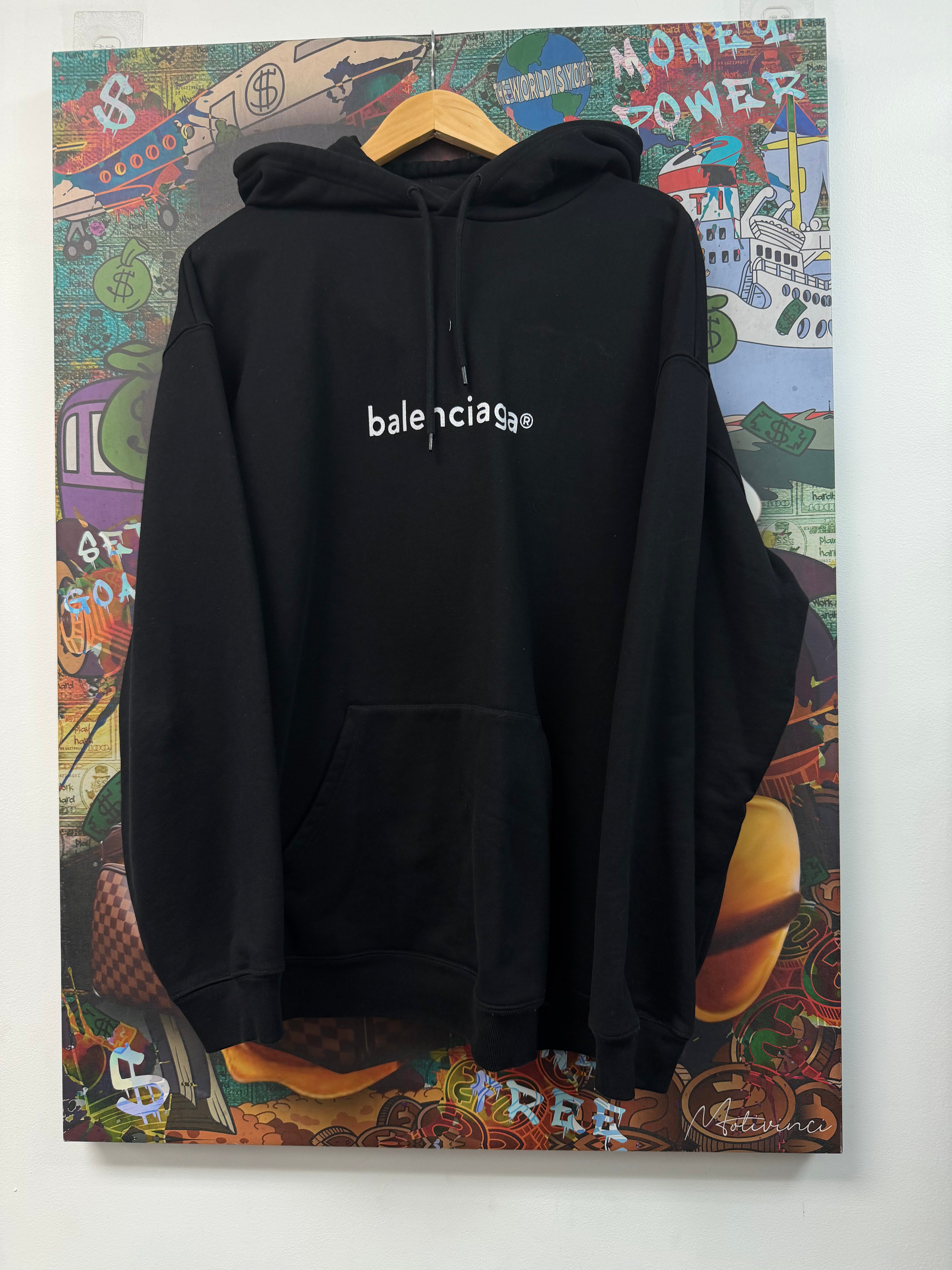 Balenciaga Black Trademark Logo Hoodie
