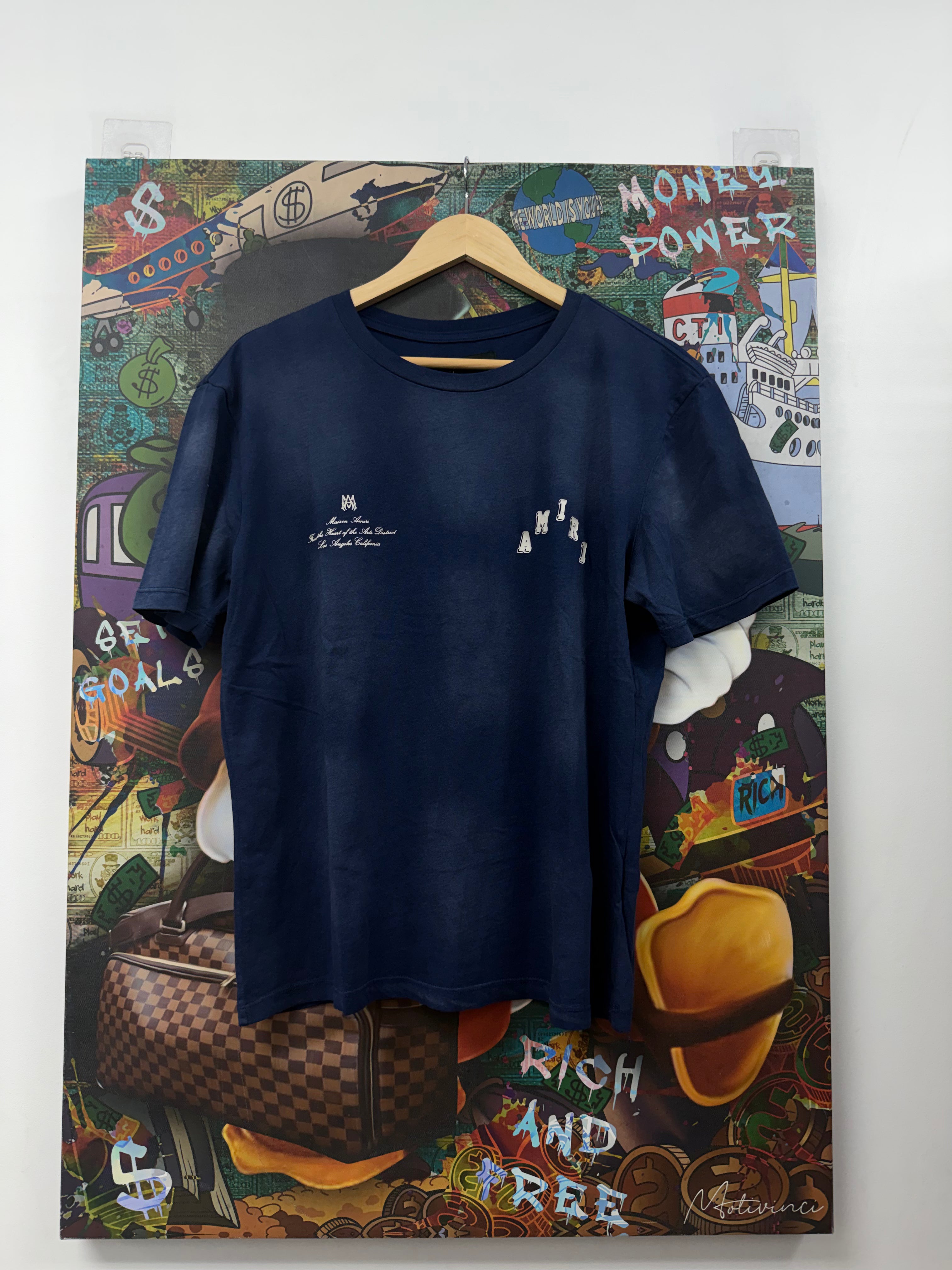 Amiri Navy Collegiate Tee