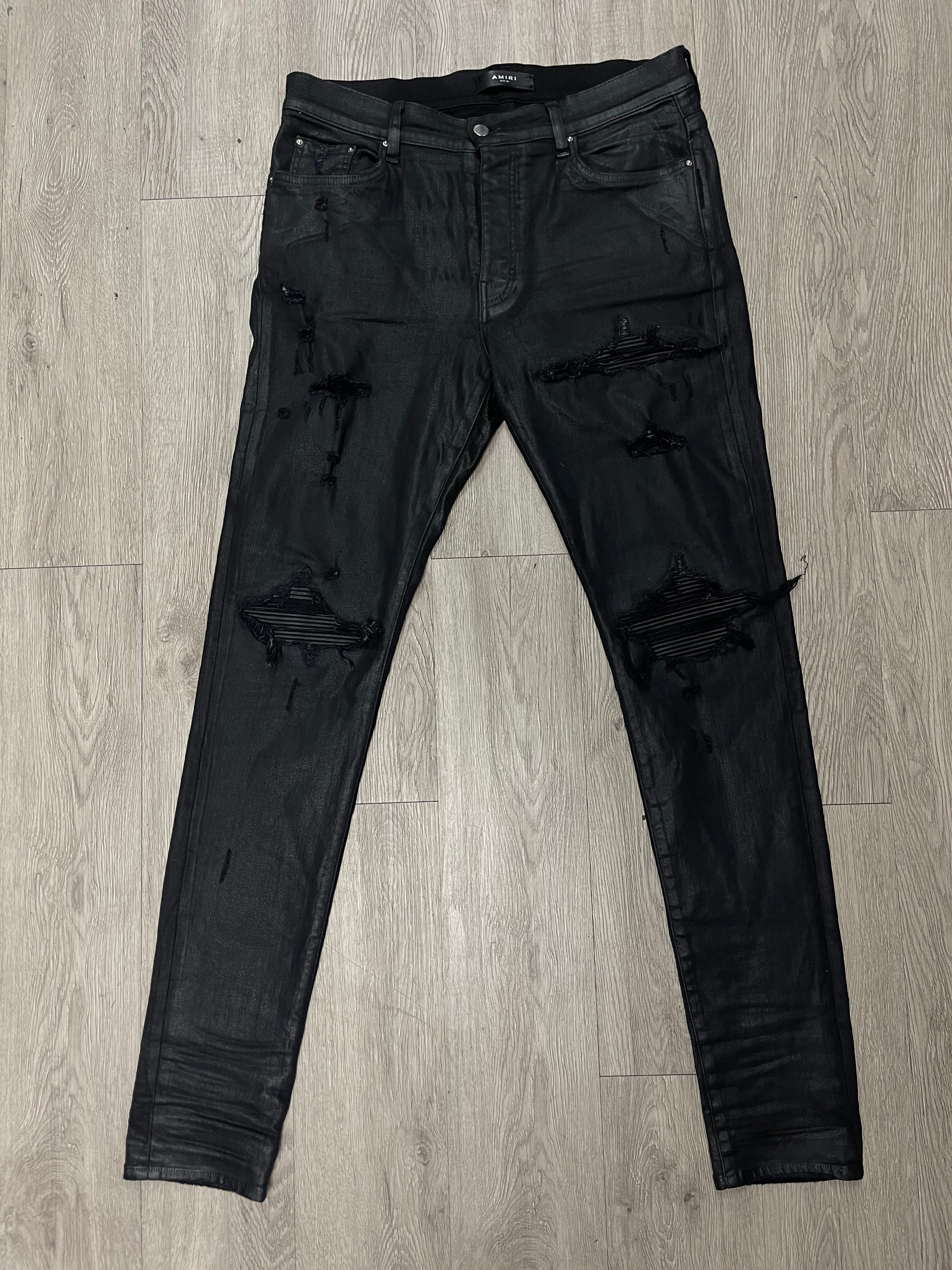 Amiri MX1 Wax Black Patch Jeans