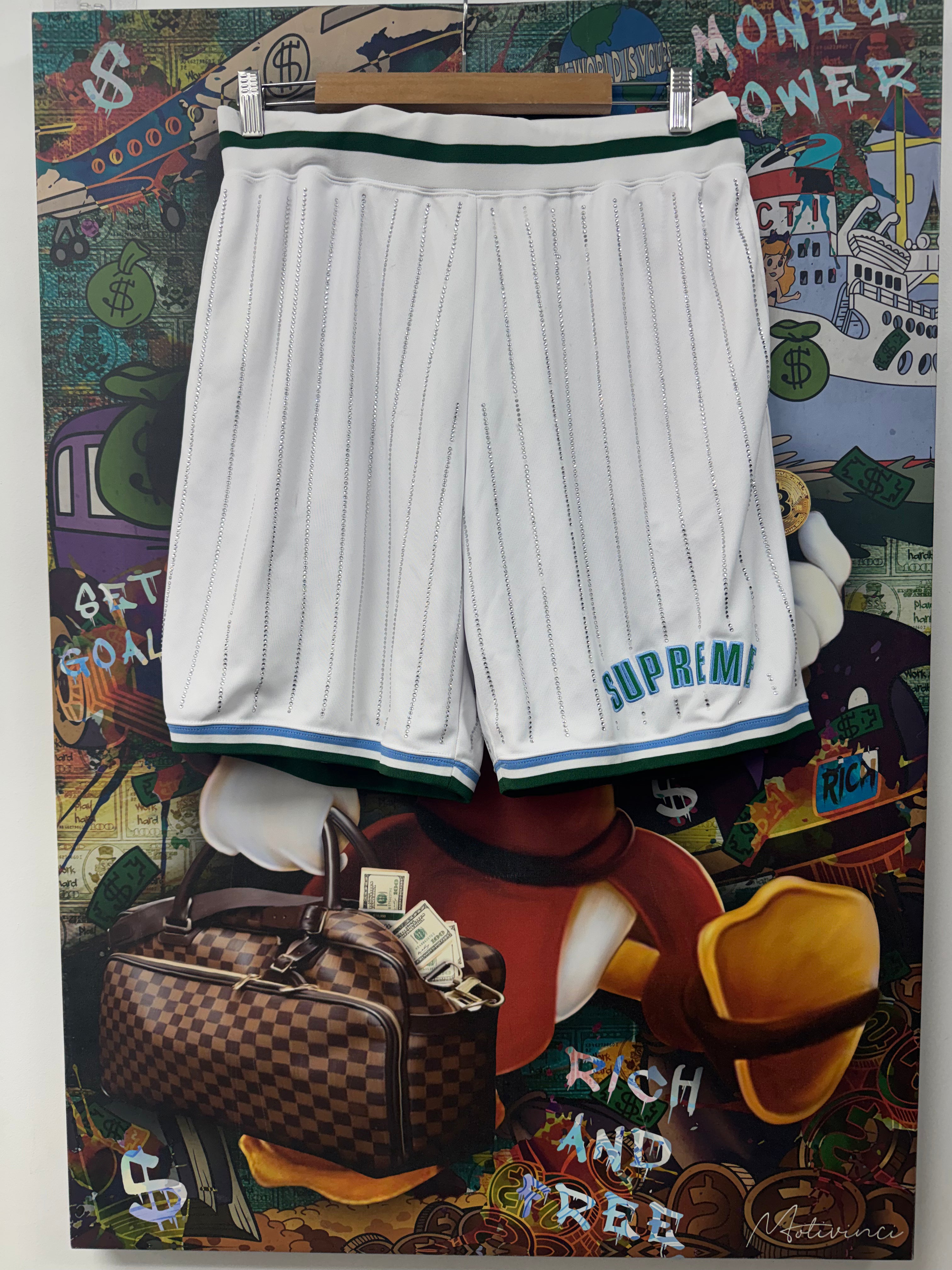 Supreme Rhinestone Stripe Basketball Shorts