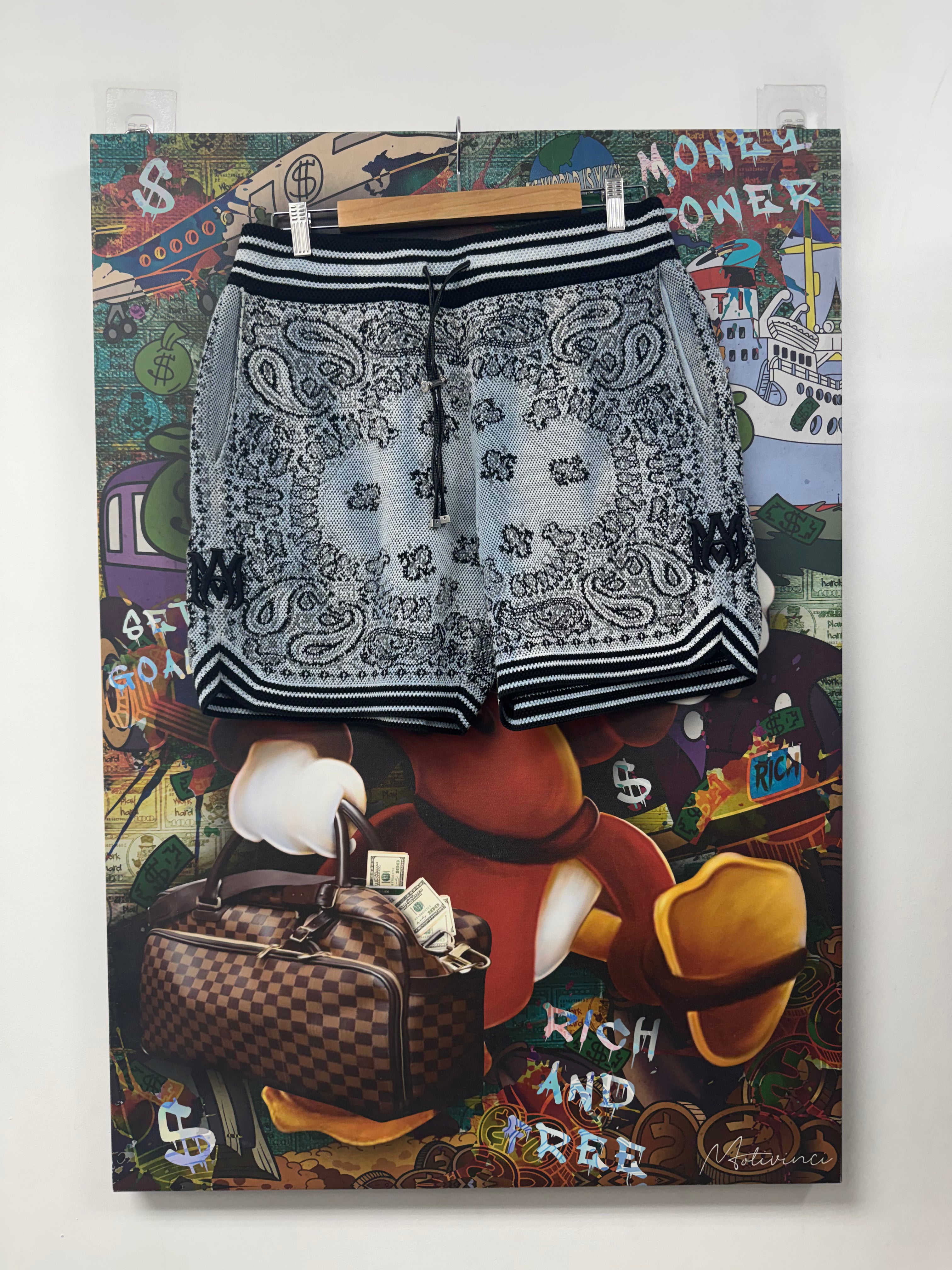 Amiri Blue Tie Dye MA Knit Paisley Shorts