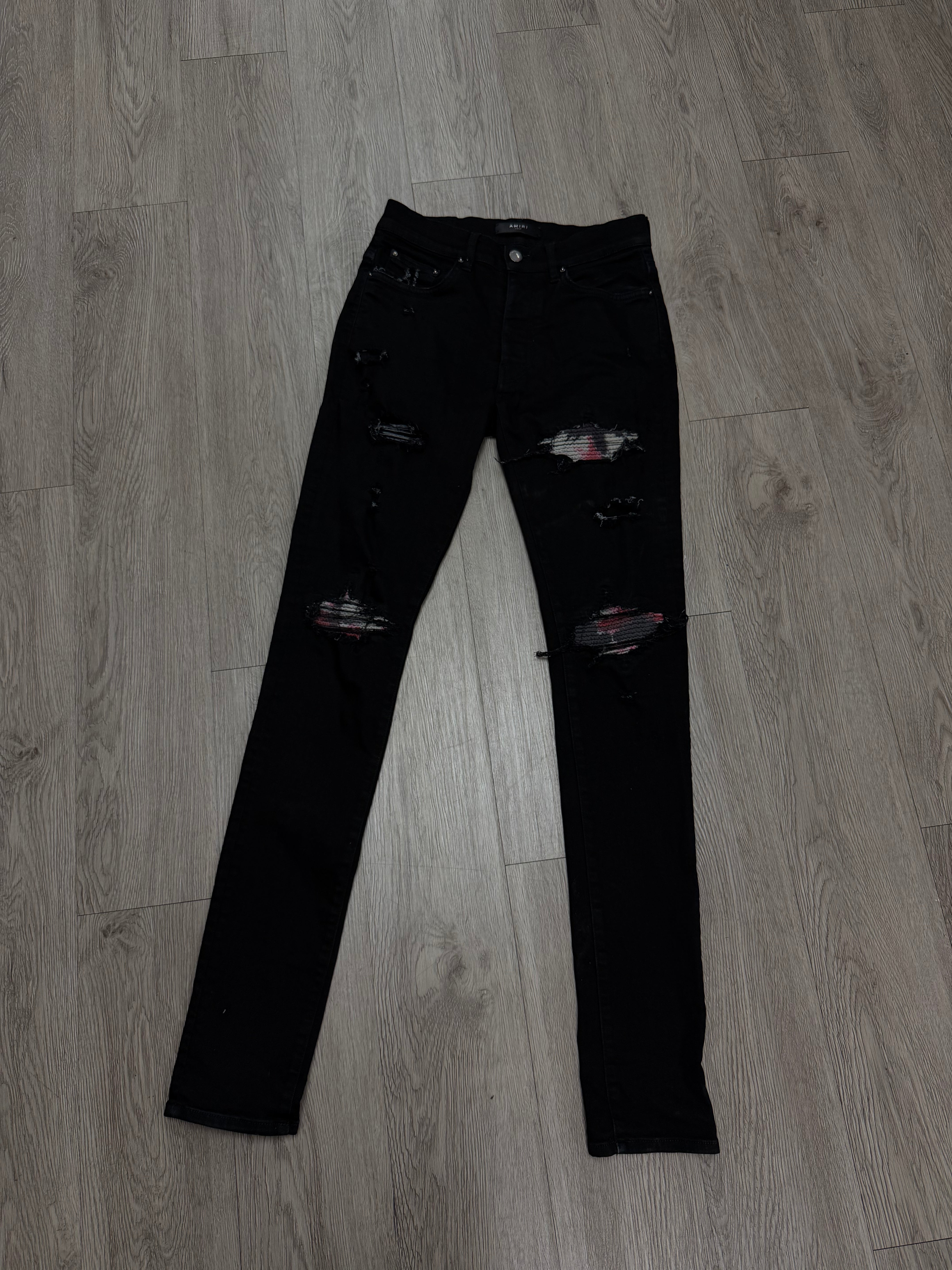 Amiri Black White Pink Patch MX1 Jeans