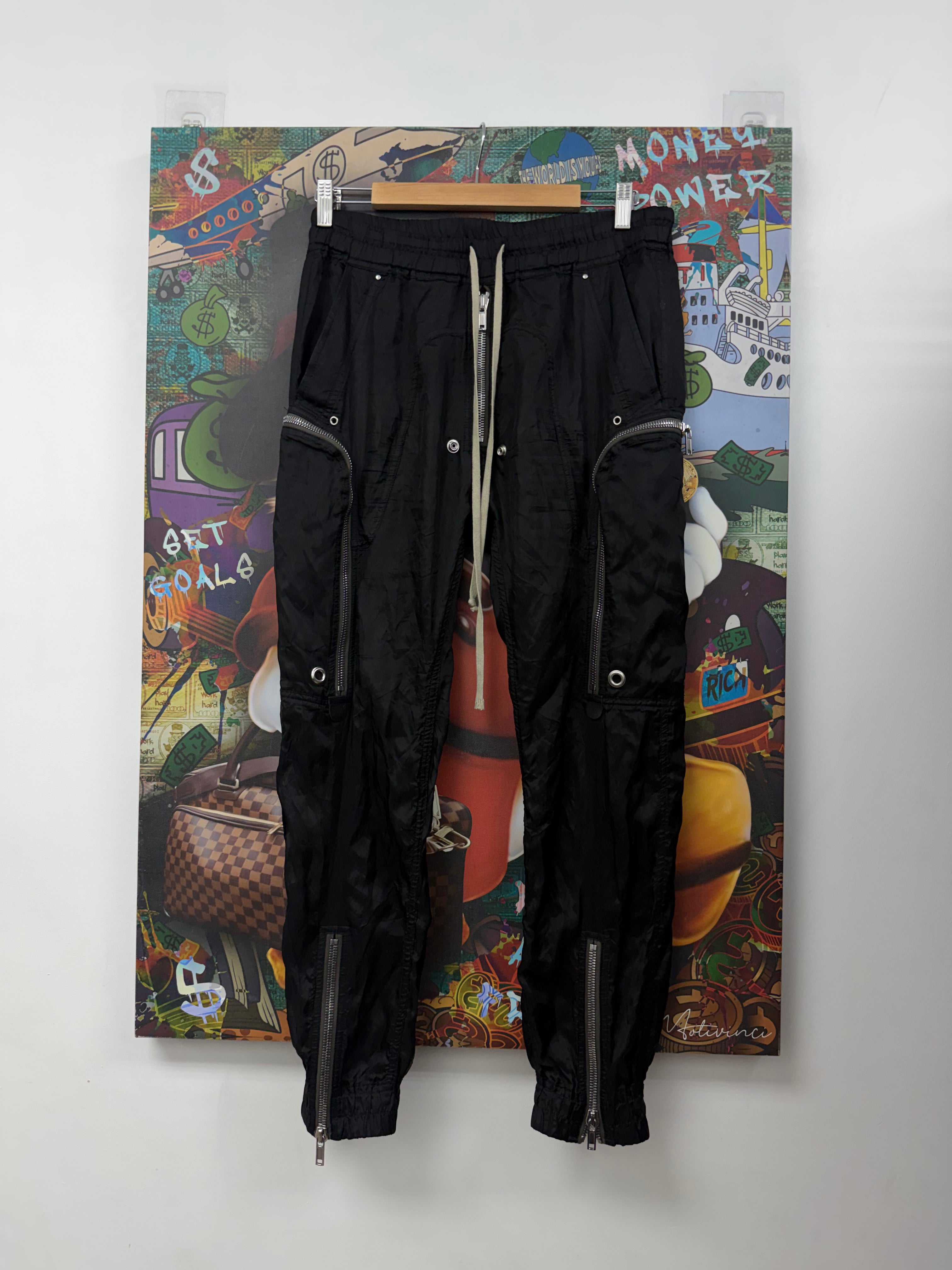 Rick Owens Black Nylon Transluecent Bauhaus Cargo Pants