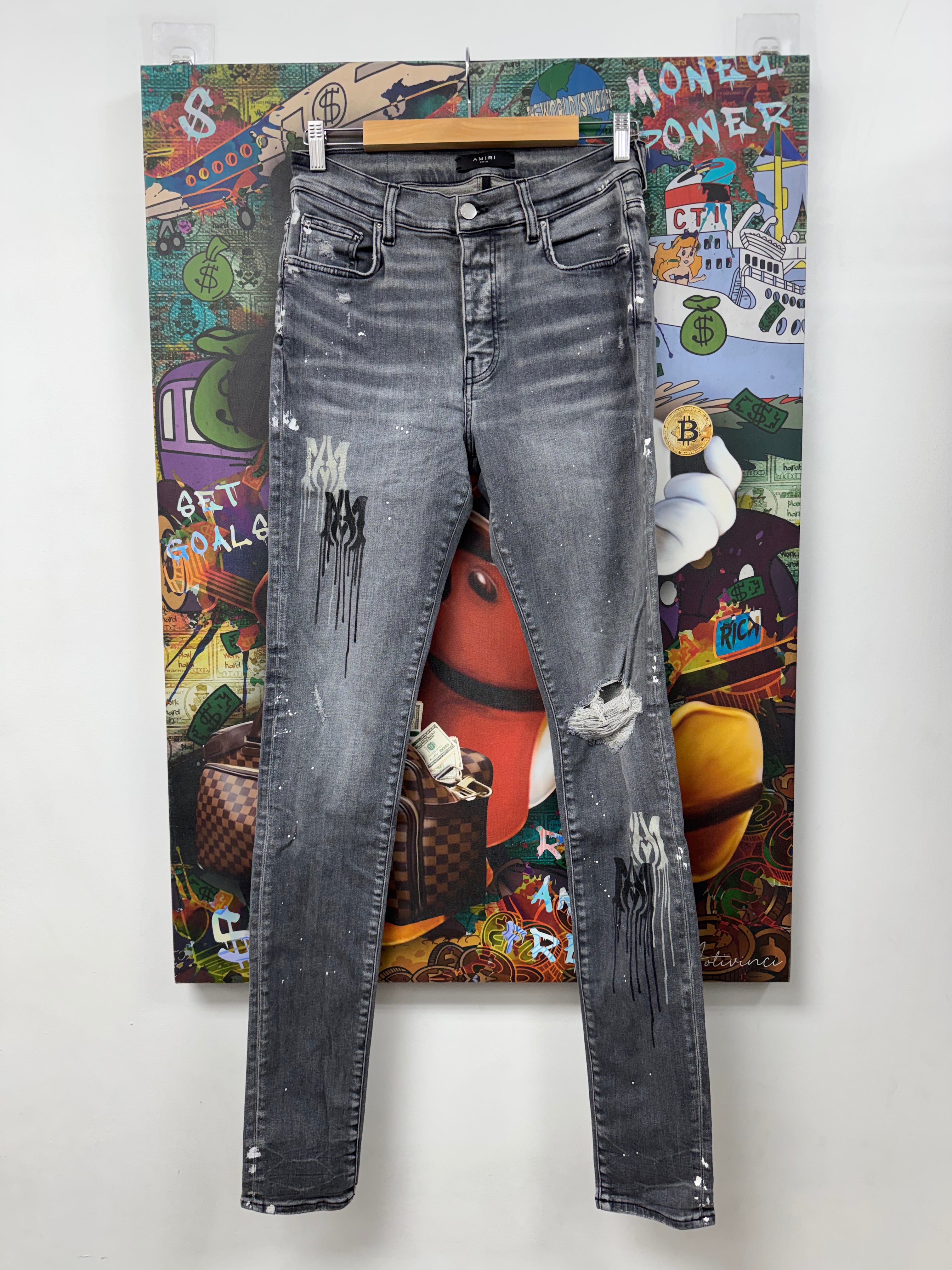 Amiri Grey MA Stencil Jeans