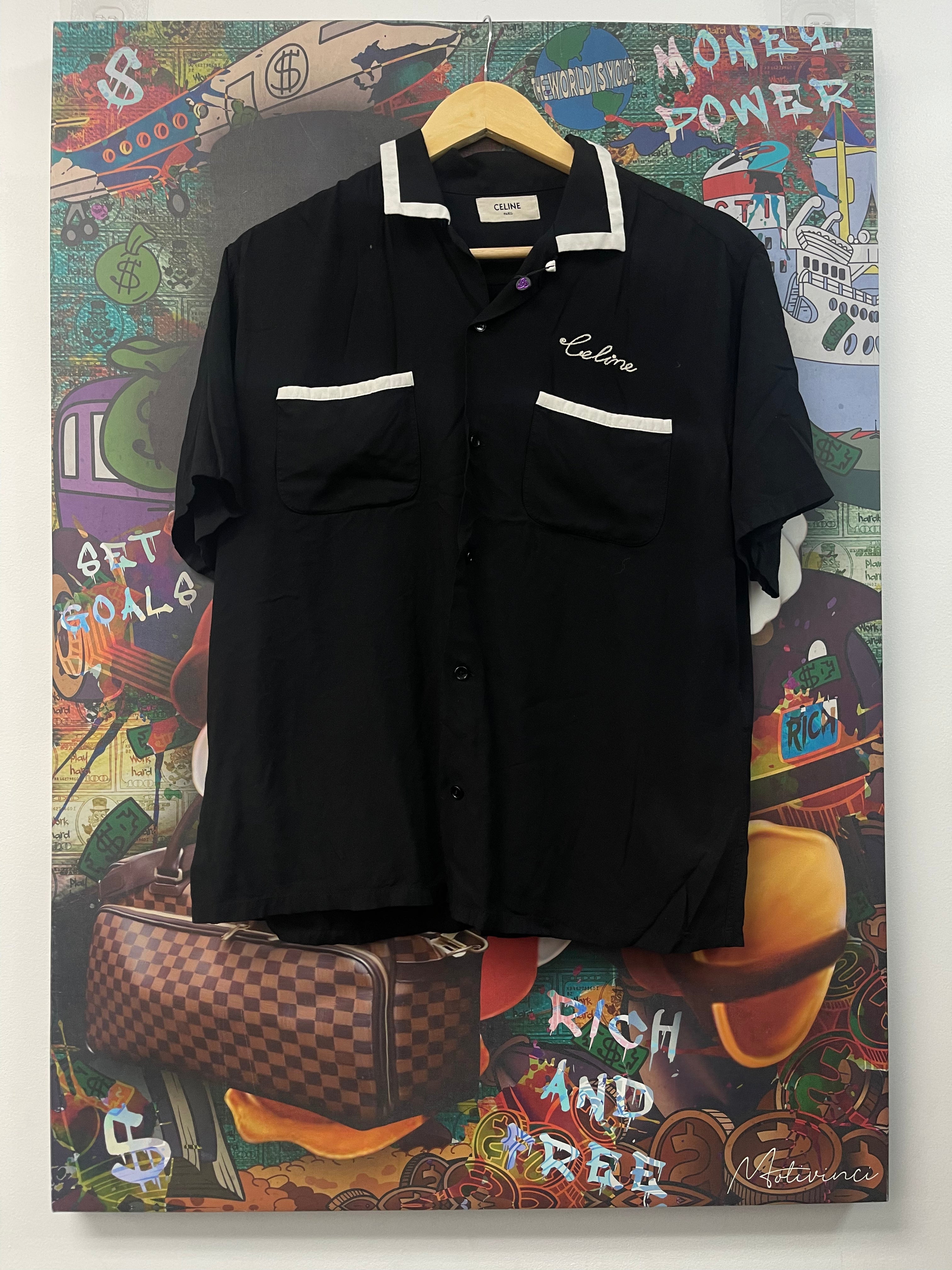 Celine Black White Ourline Button Up