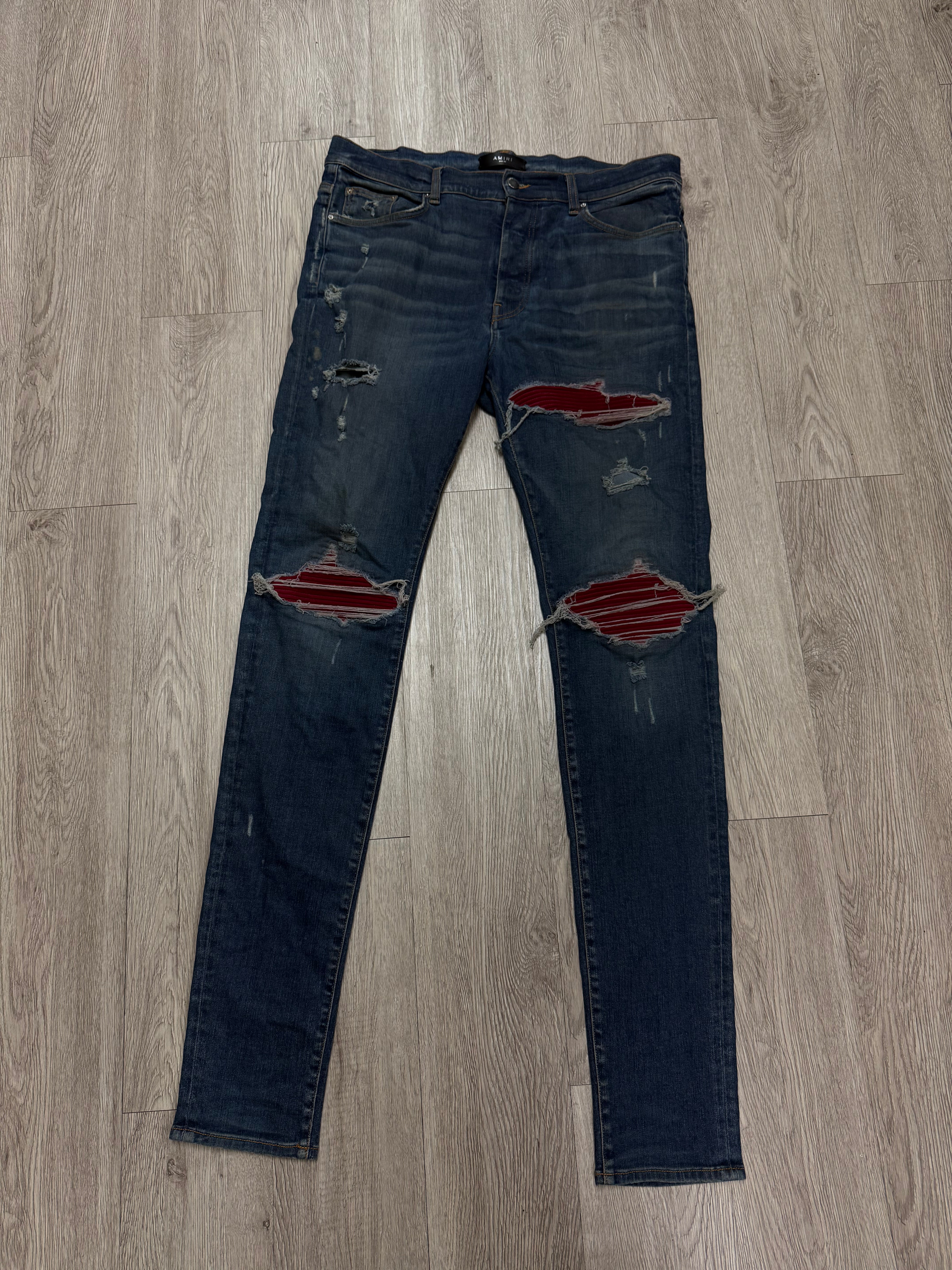 Amiri MX1 Maroon Patch Jeans
