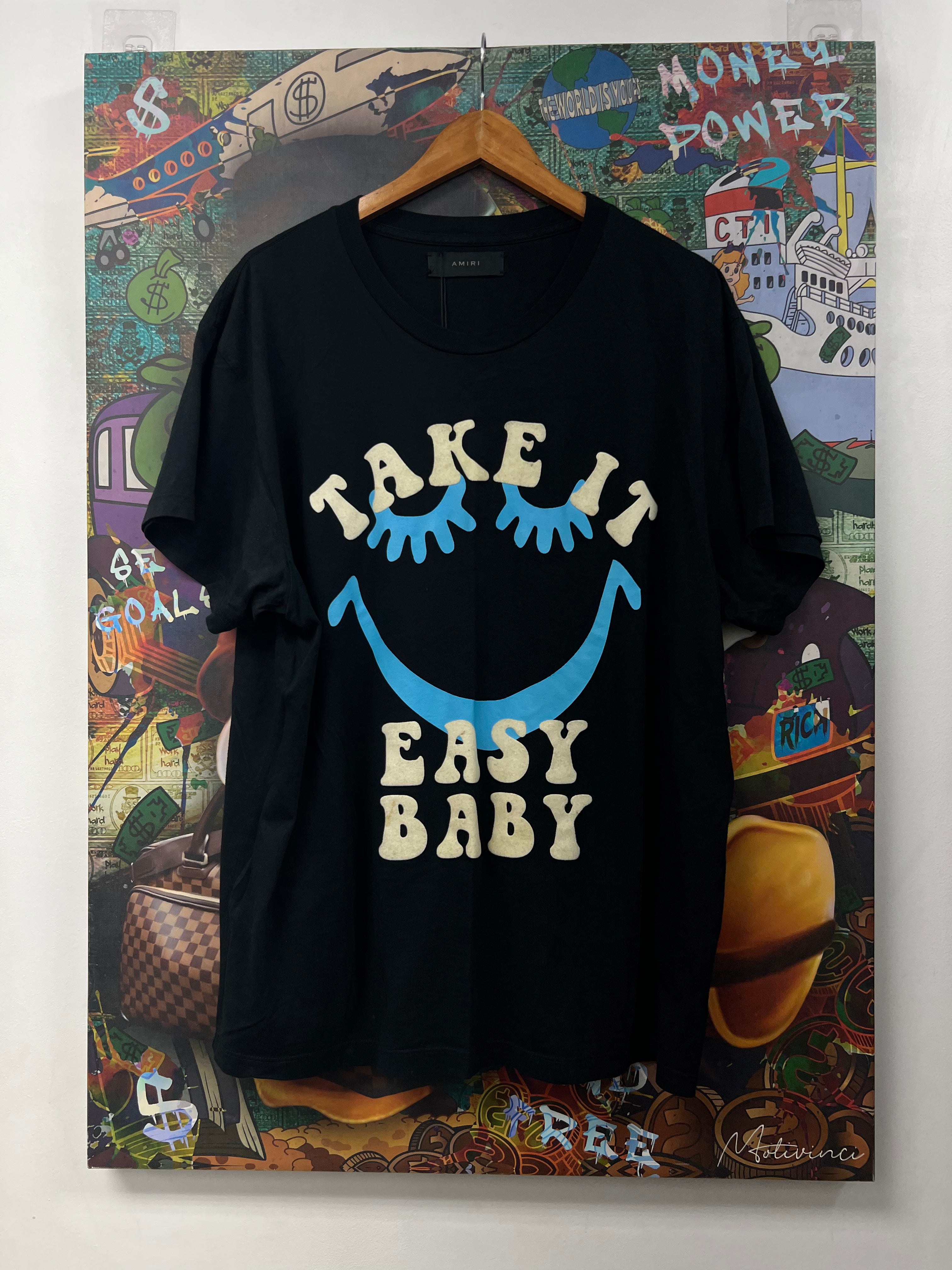 Amiri Black Cream Blue Take It Easy Baby Tee