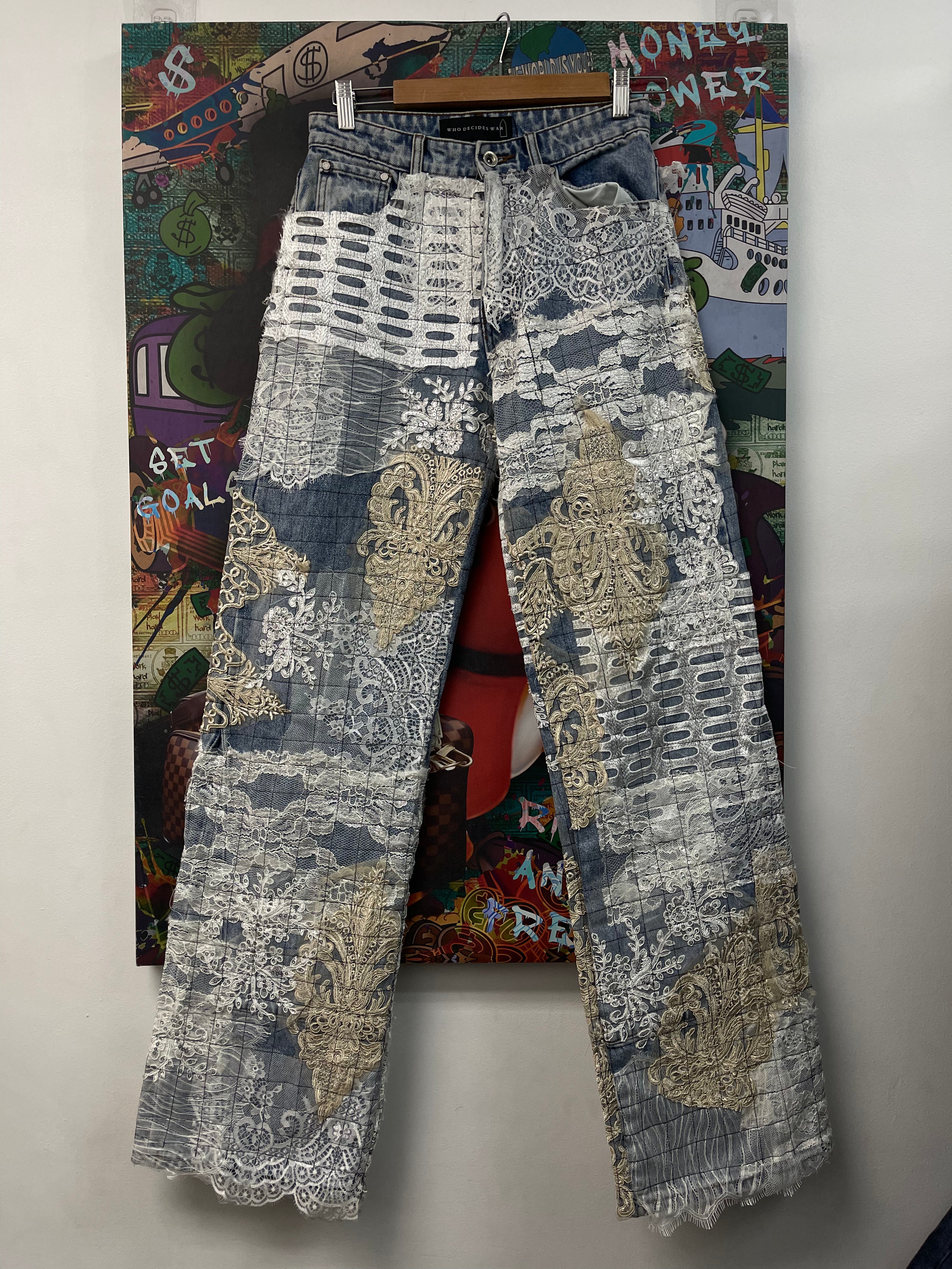 Who Decides War Wedding Lace Grid Jeans