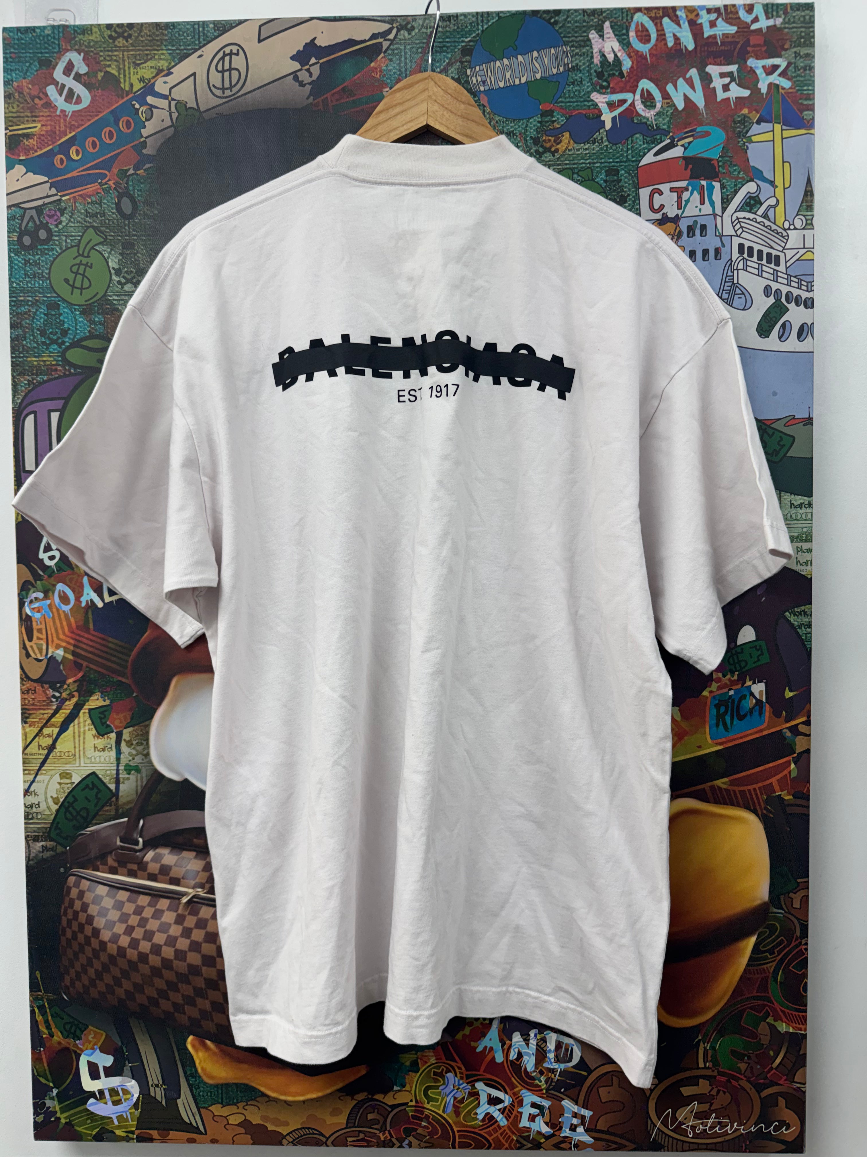Balenciaga Pink Black Strike Logo Tee