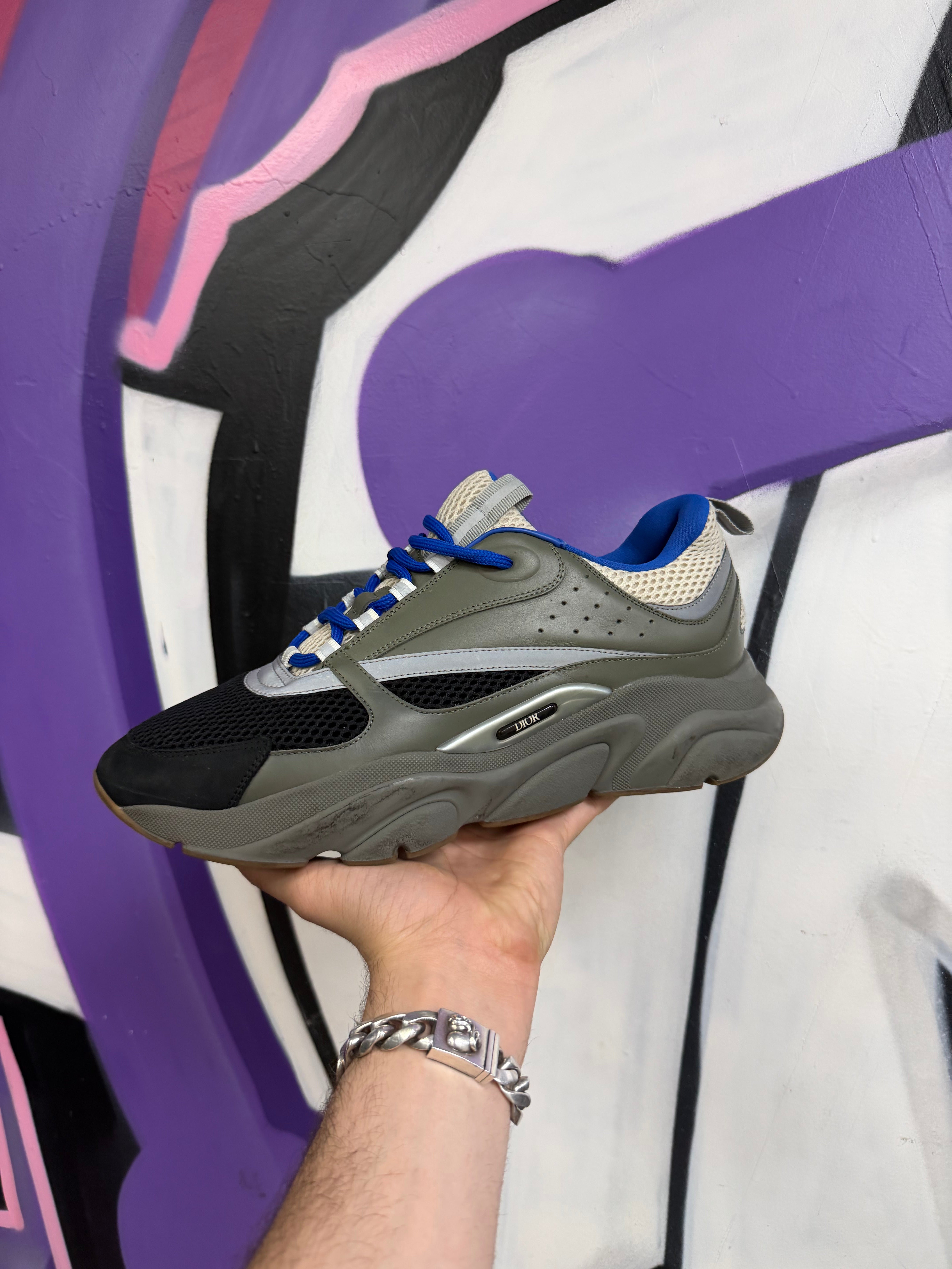 Dior B22 Olive Black Blue Sneakers