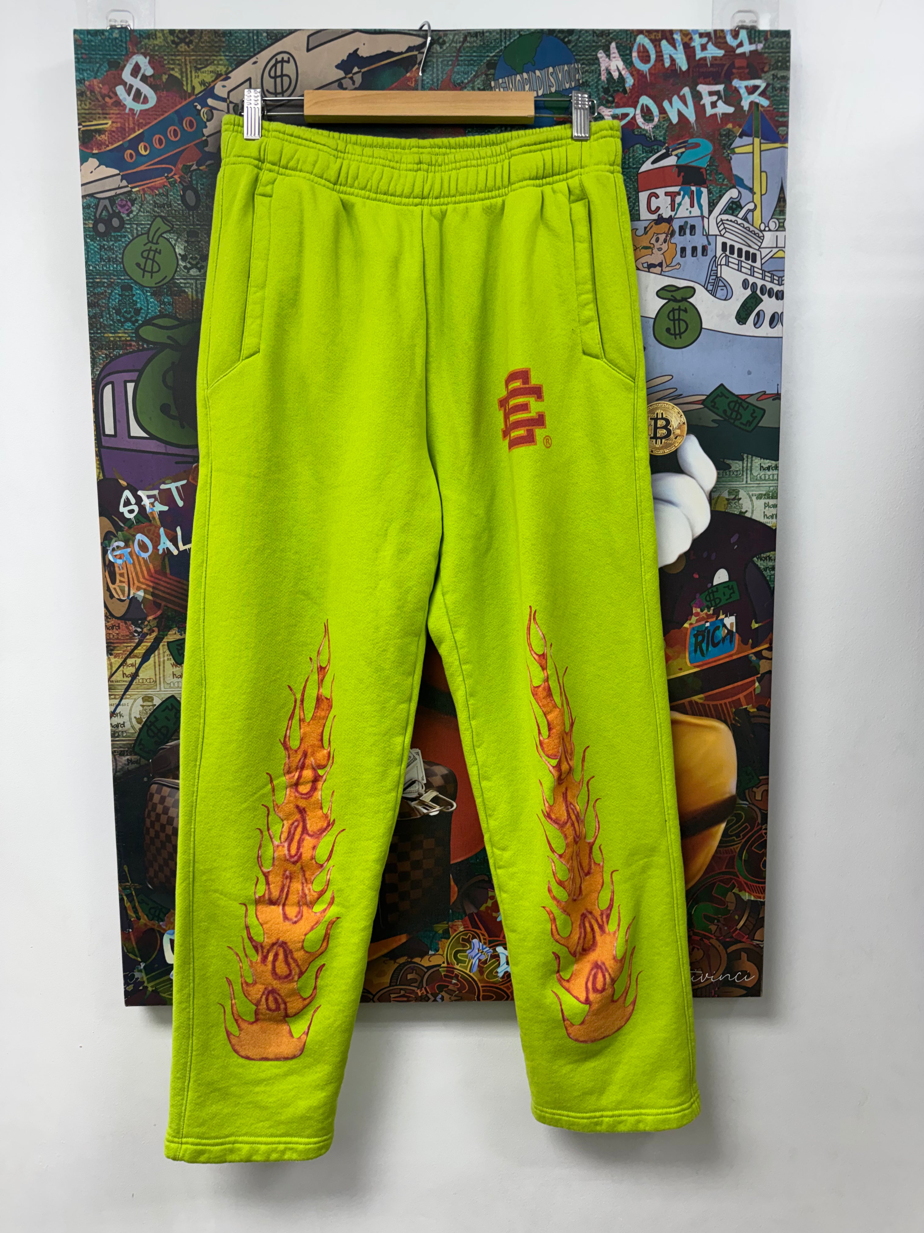 Eric Emanuel Lime Green Flames Sweats