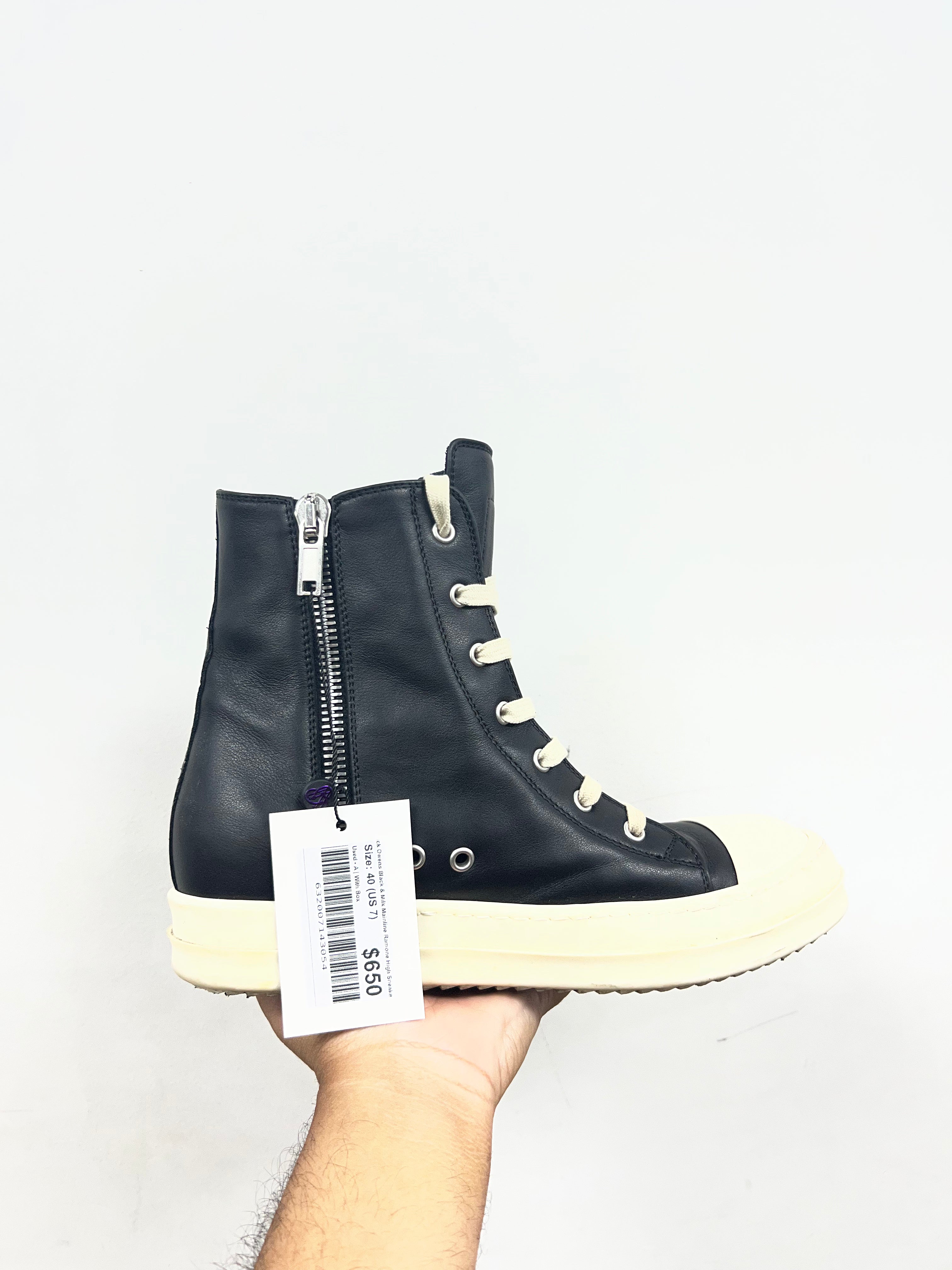 Rick Owens Black & Milk Mainline Ramone High Sneakers