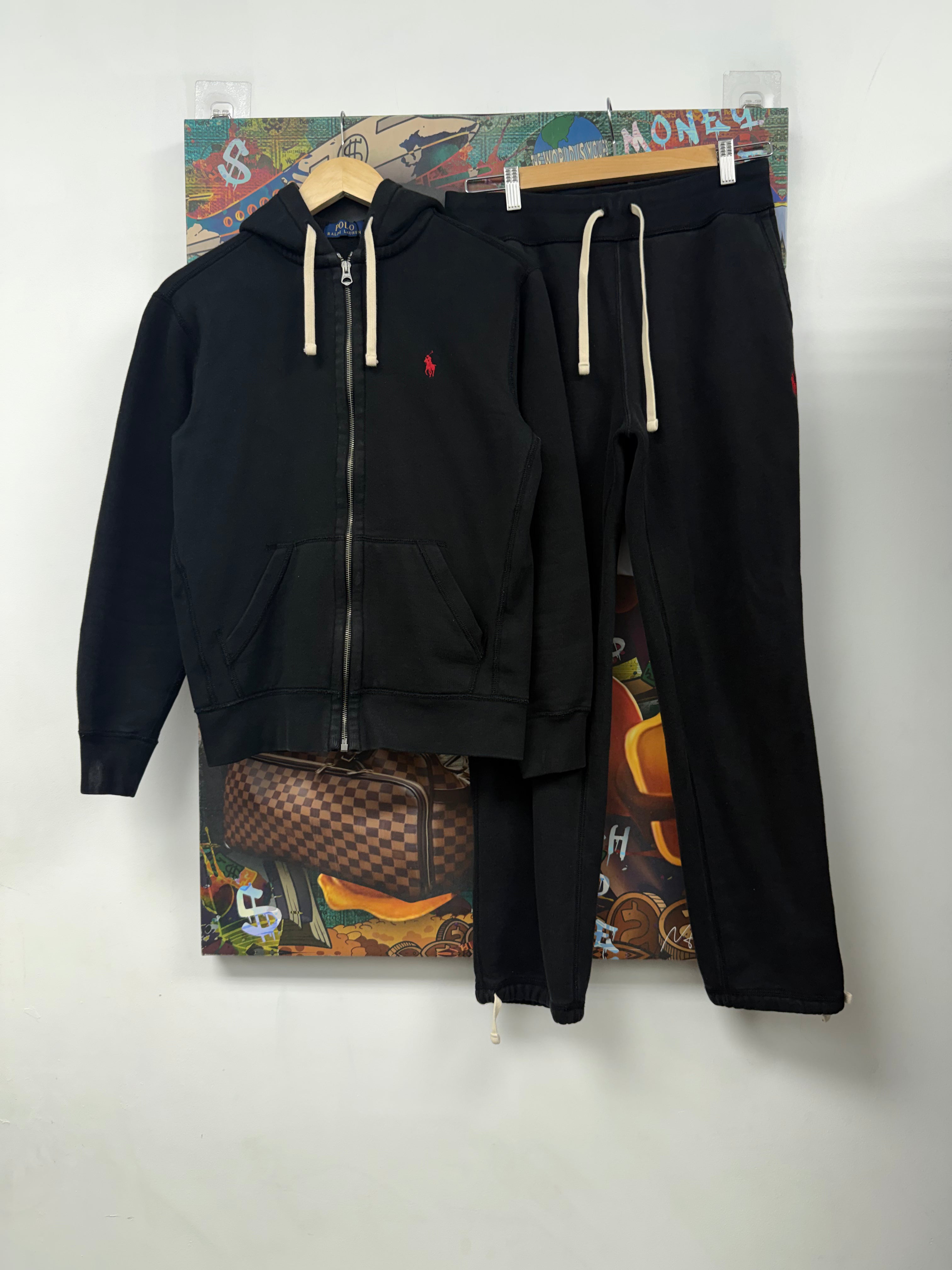 Polo Ralph Lauren Black Red Thermal Zip Sweatsuit