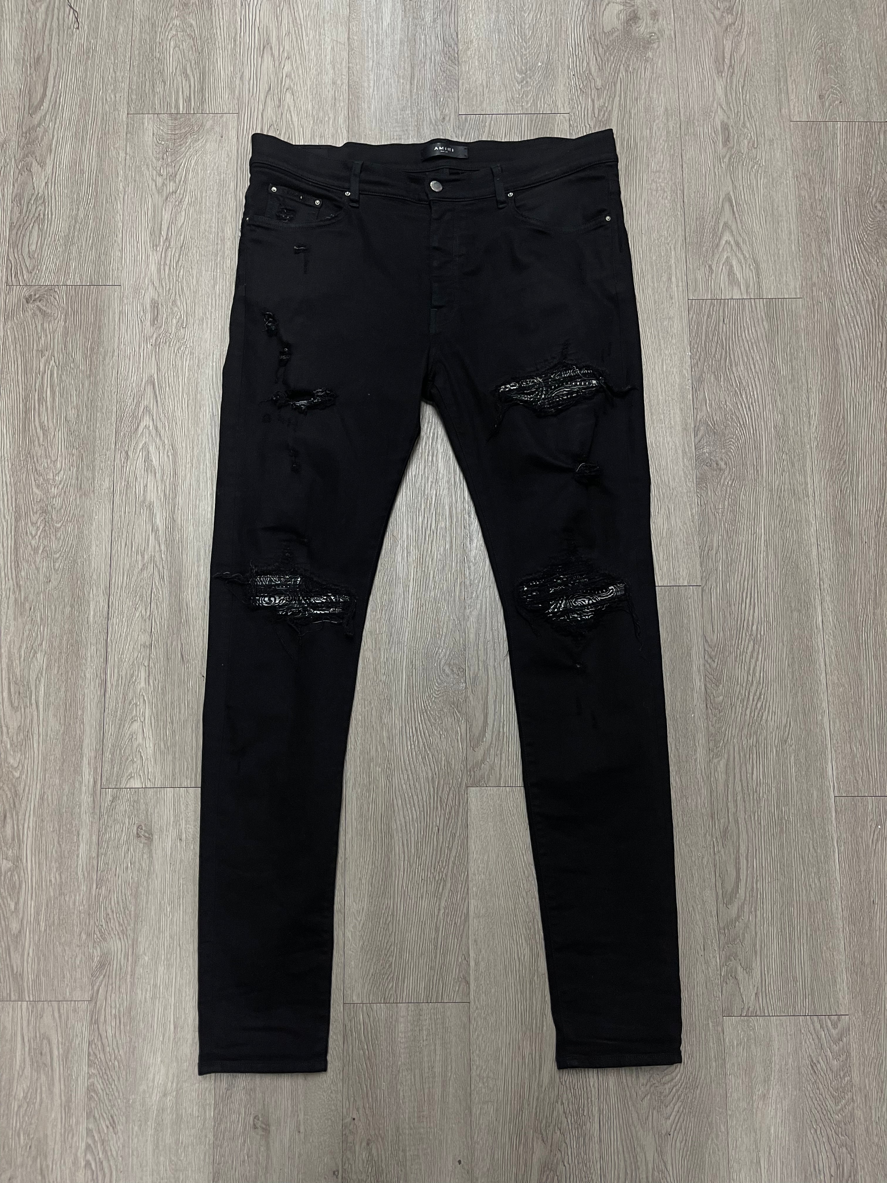 Amiri Black Paisley Patch MX1 Jeans