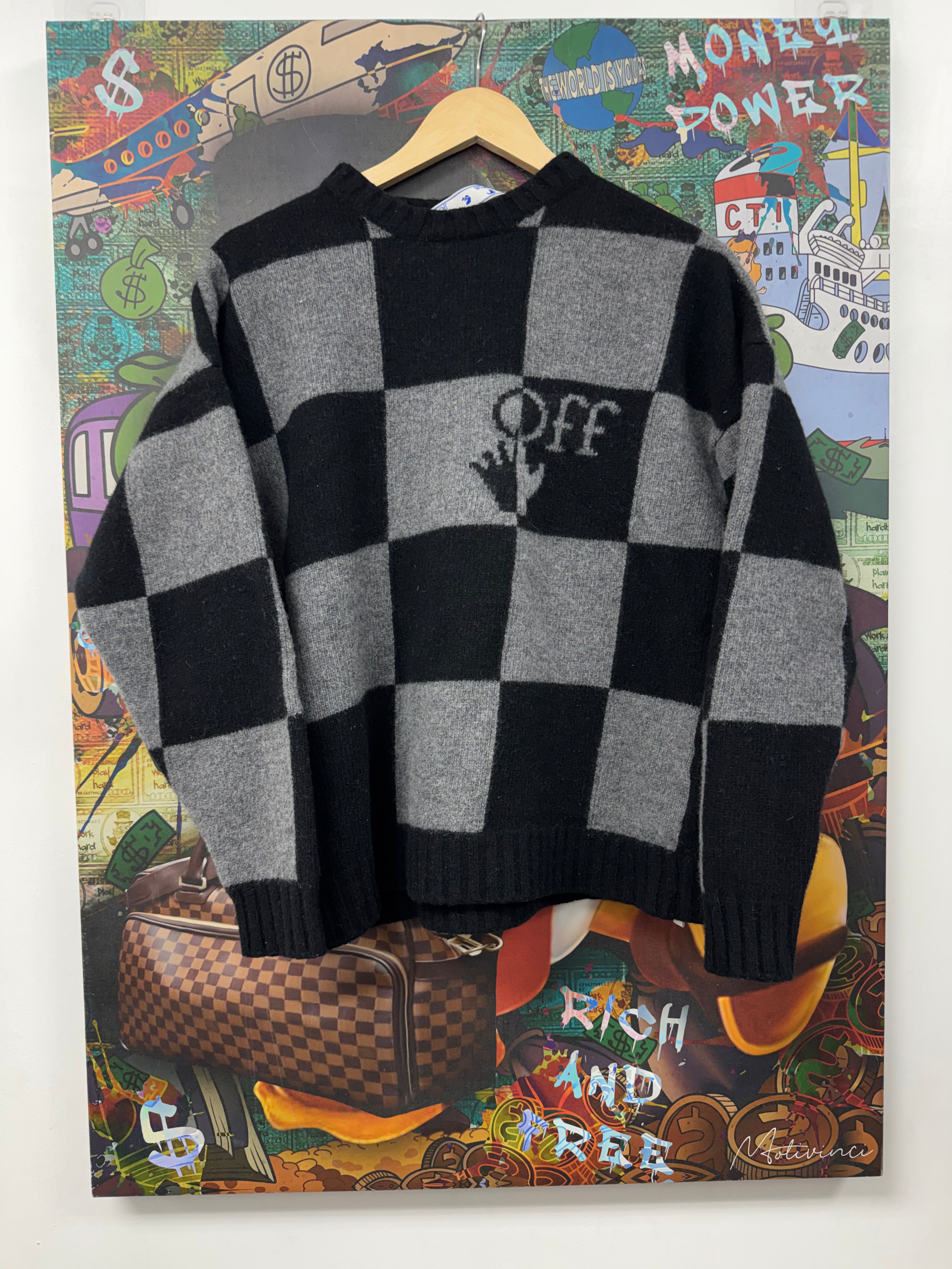 Off White Grey Black Knit (Shrunk Fits Small) Sweater