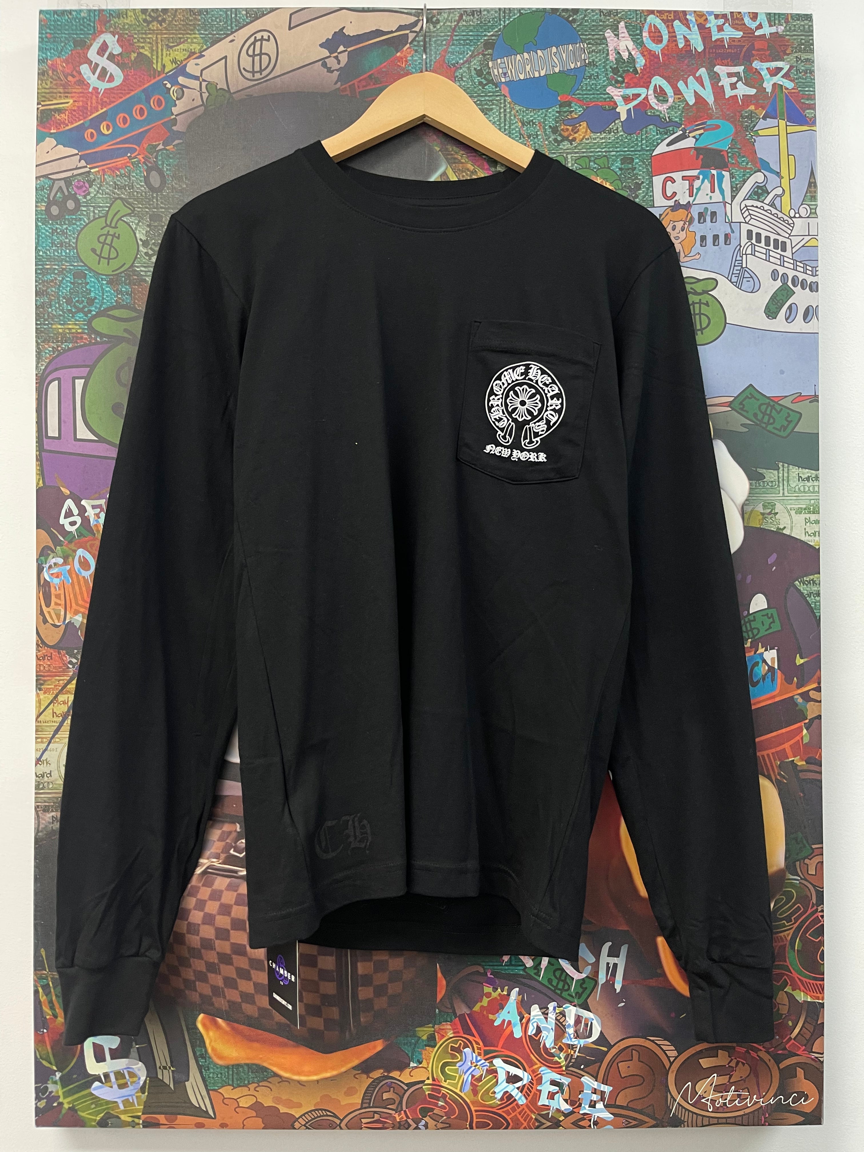 Chrome Hearts Black New York Floral Horseshoe LS Shirt