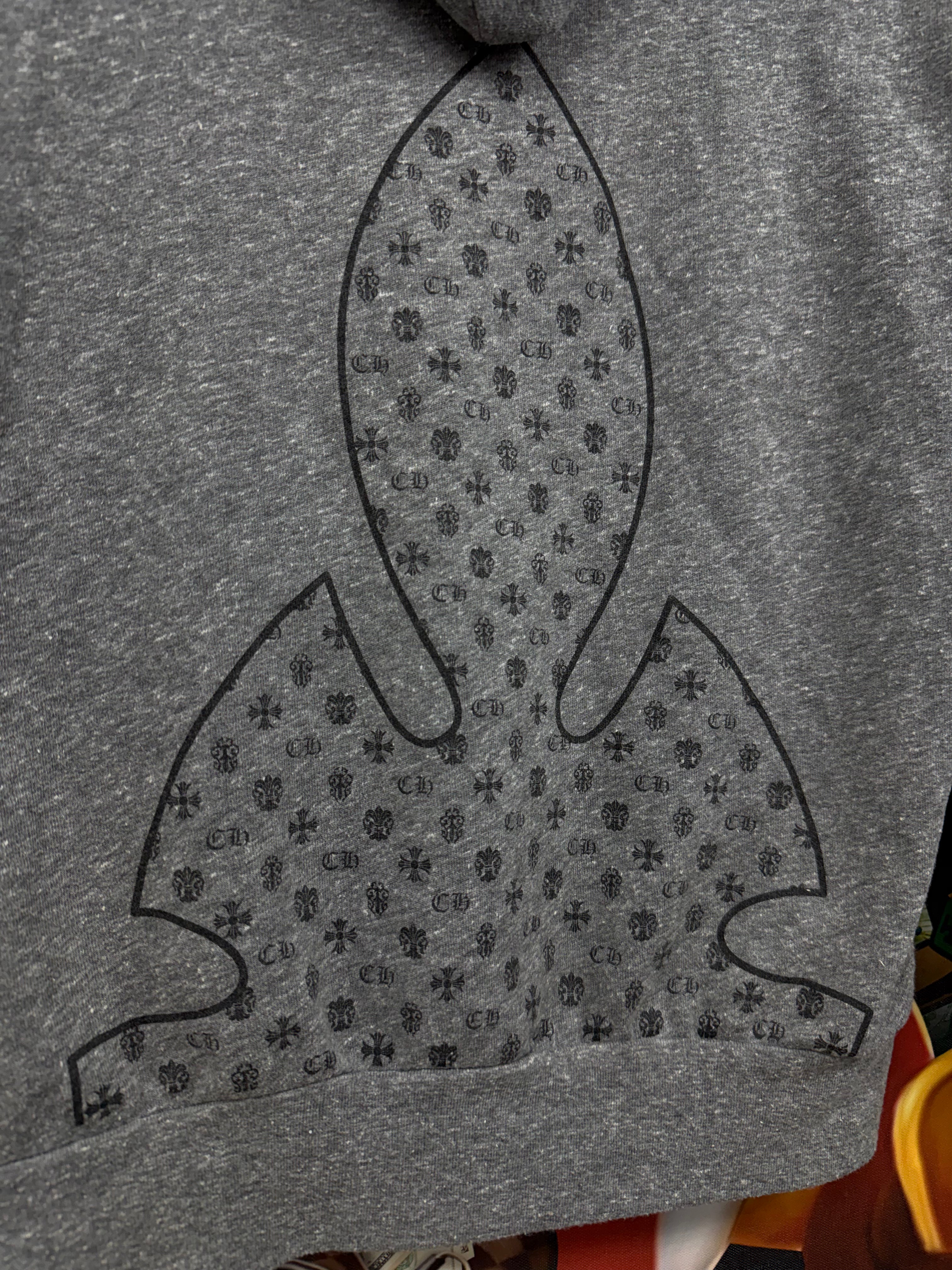 Chrome Hearts Grey Dagger Multi Logo Vintage Zip Up Hoodie