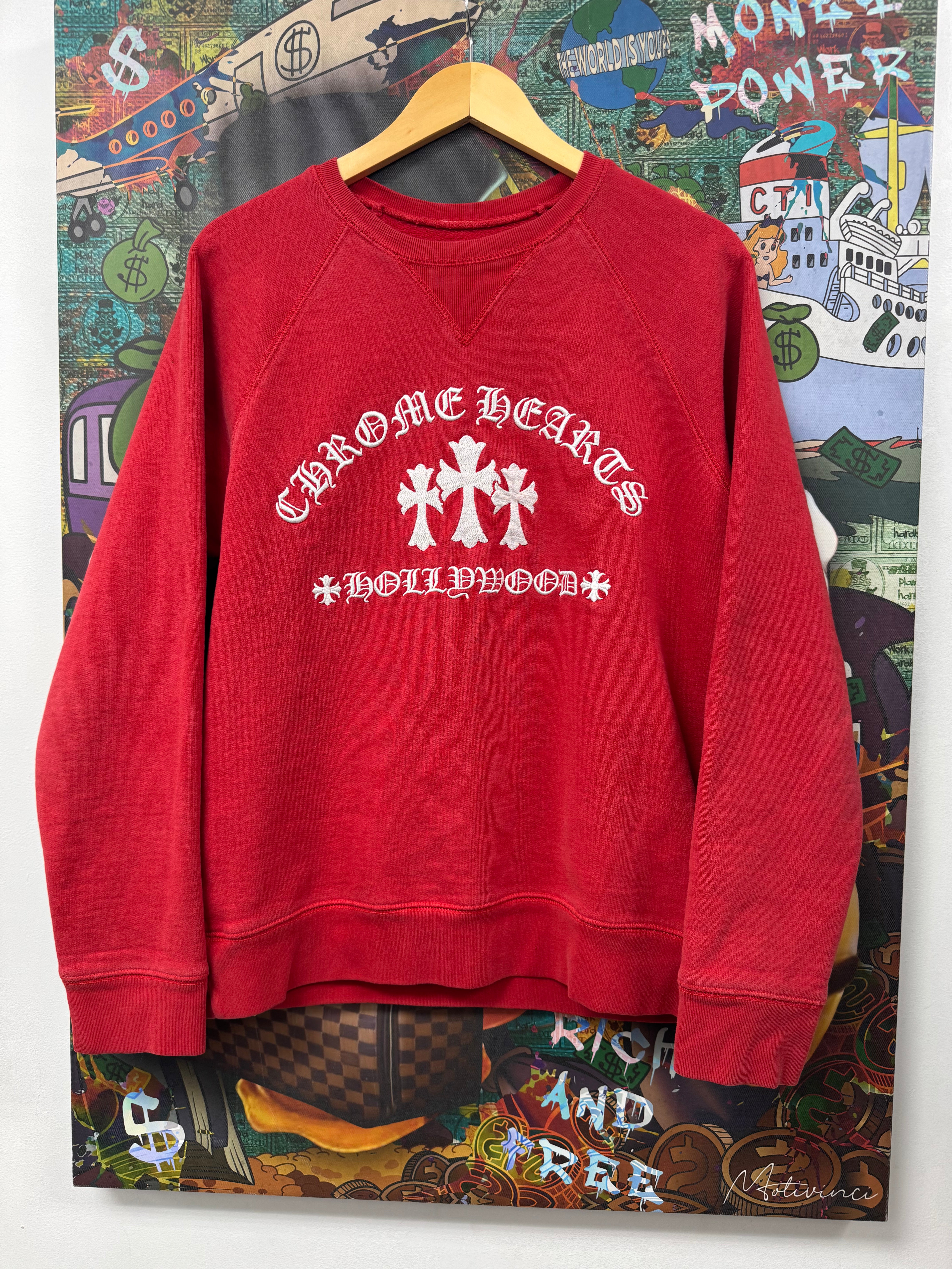 Chrome Hearts Red White King Taco Crewneck