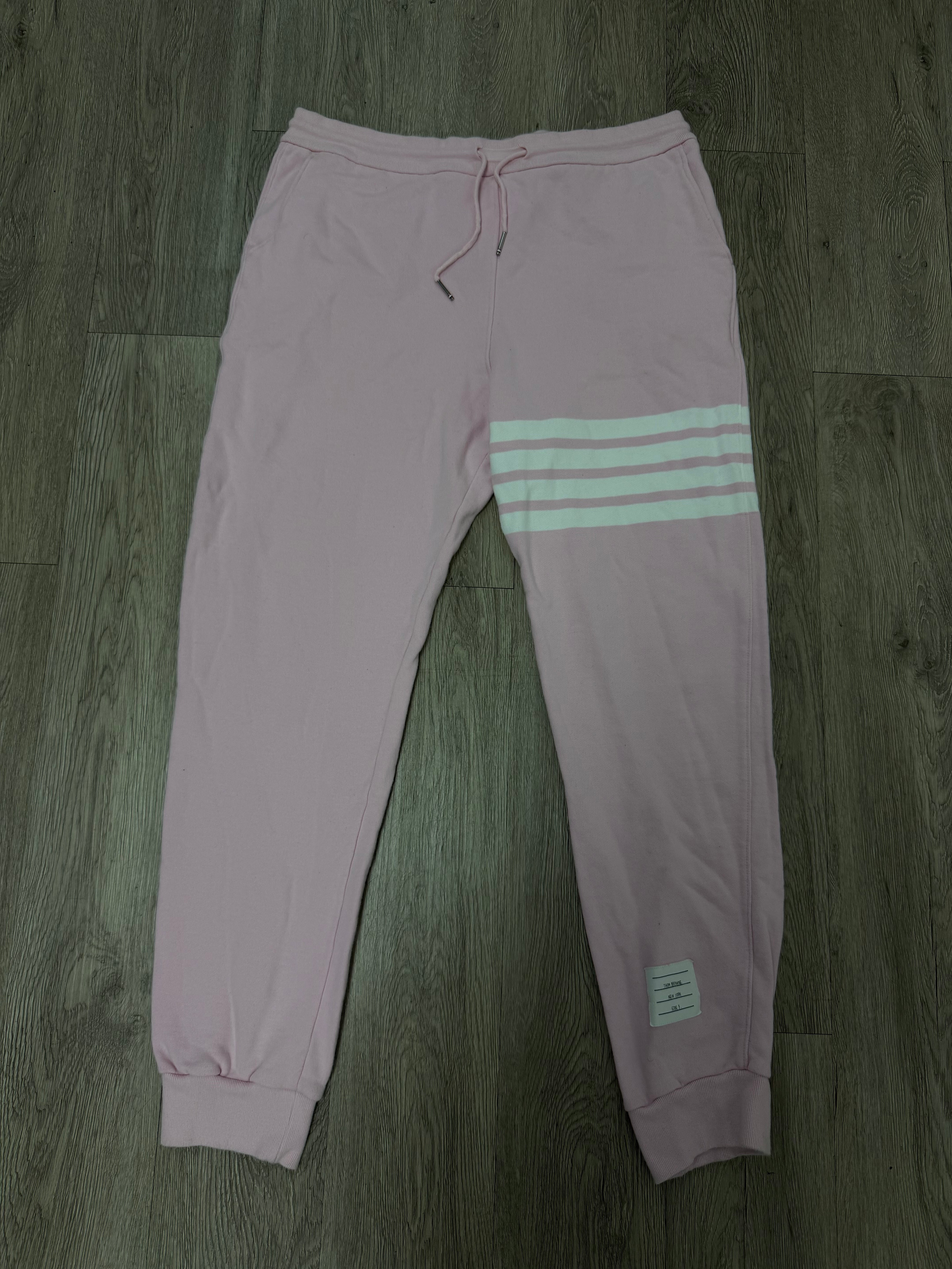Thom Browne Pink White 3 Stripe Sweatpants