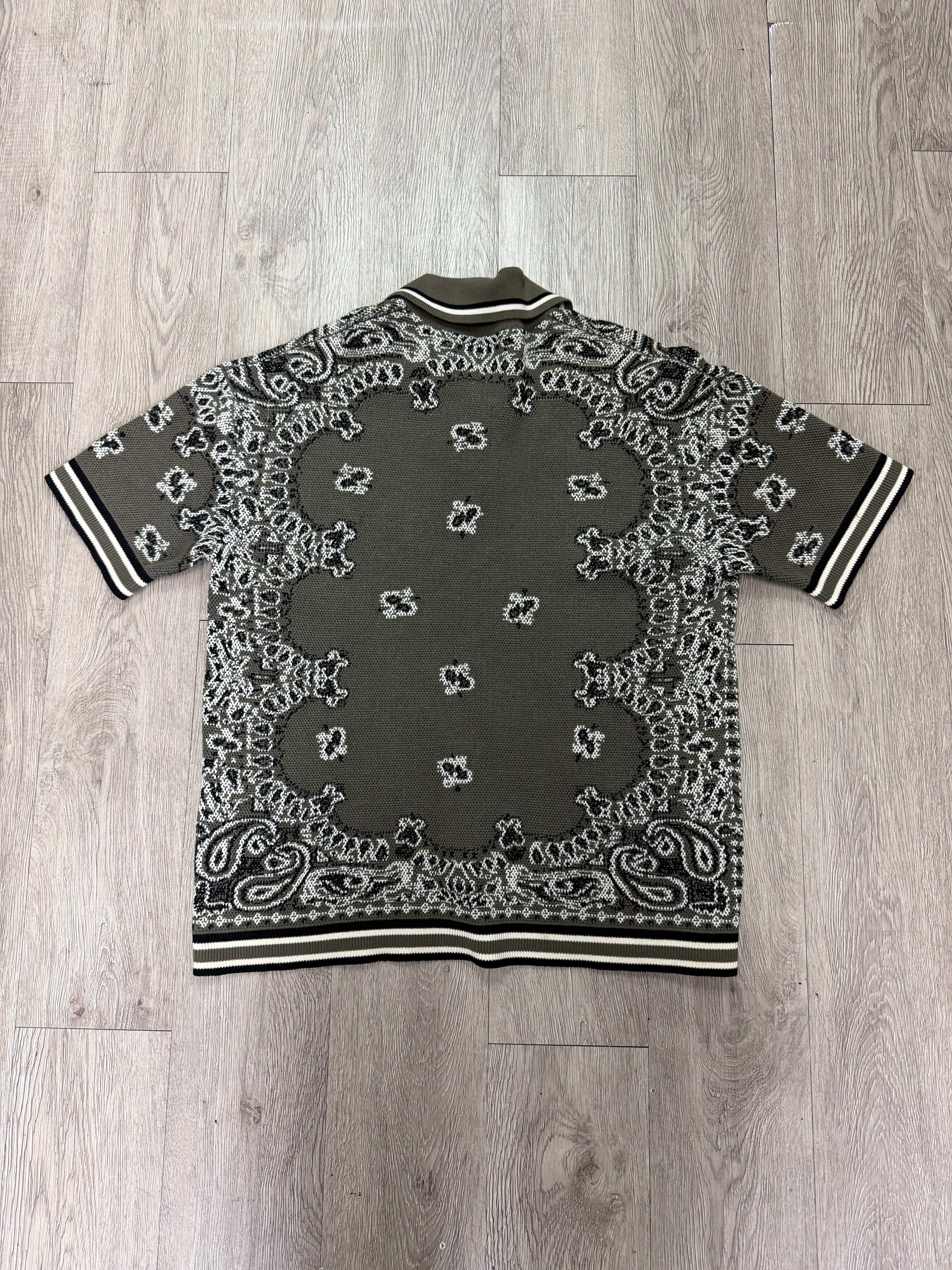 Amiri Olive MA Knit Paisley Polo