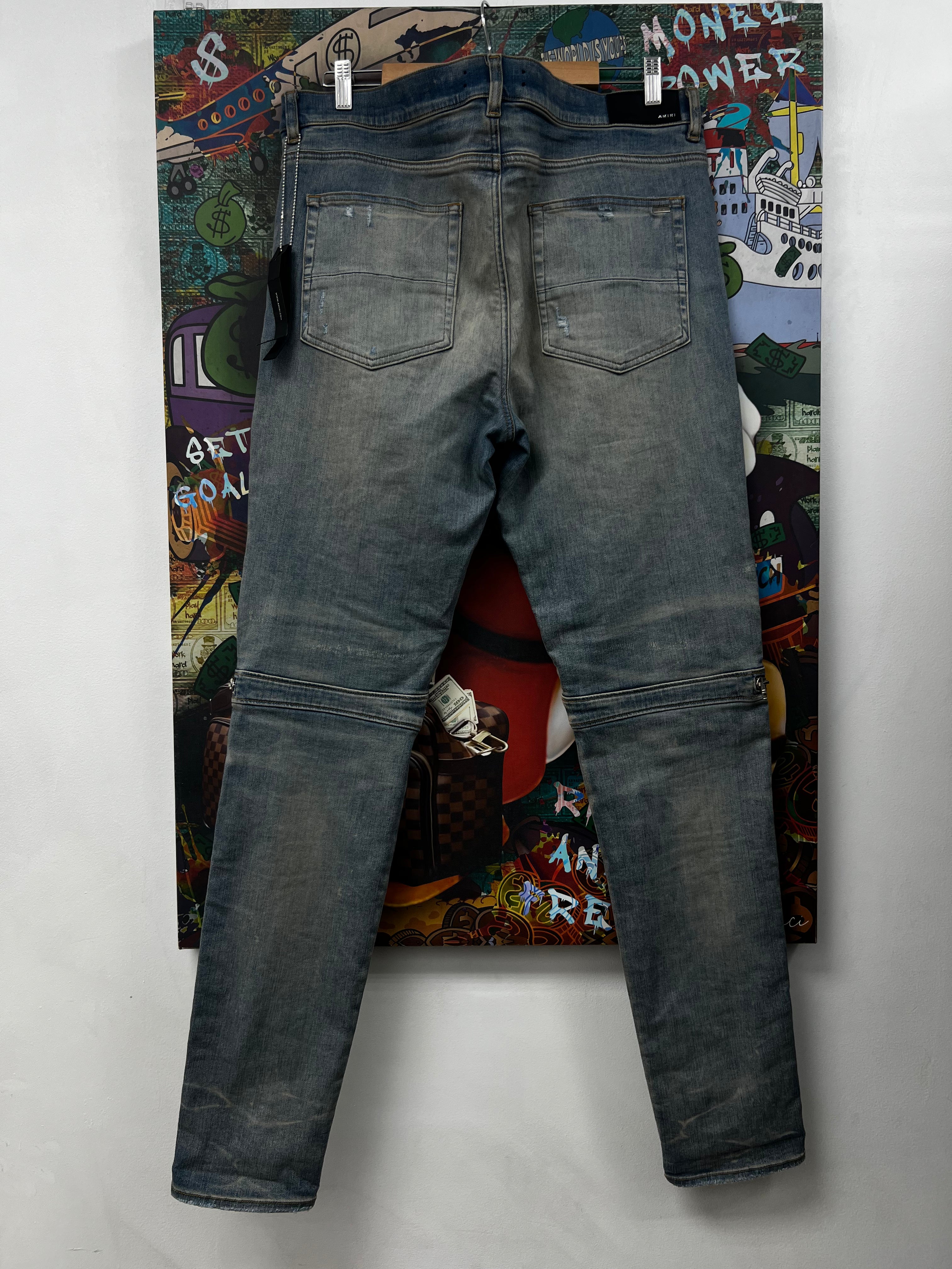Amiri MX2 Light Was Orange Blue Patch Jeans