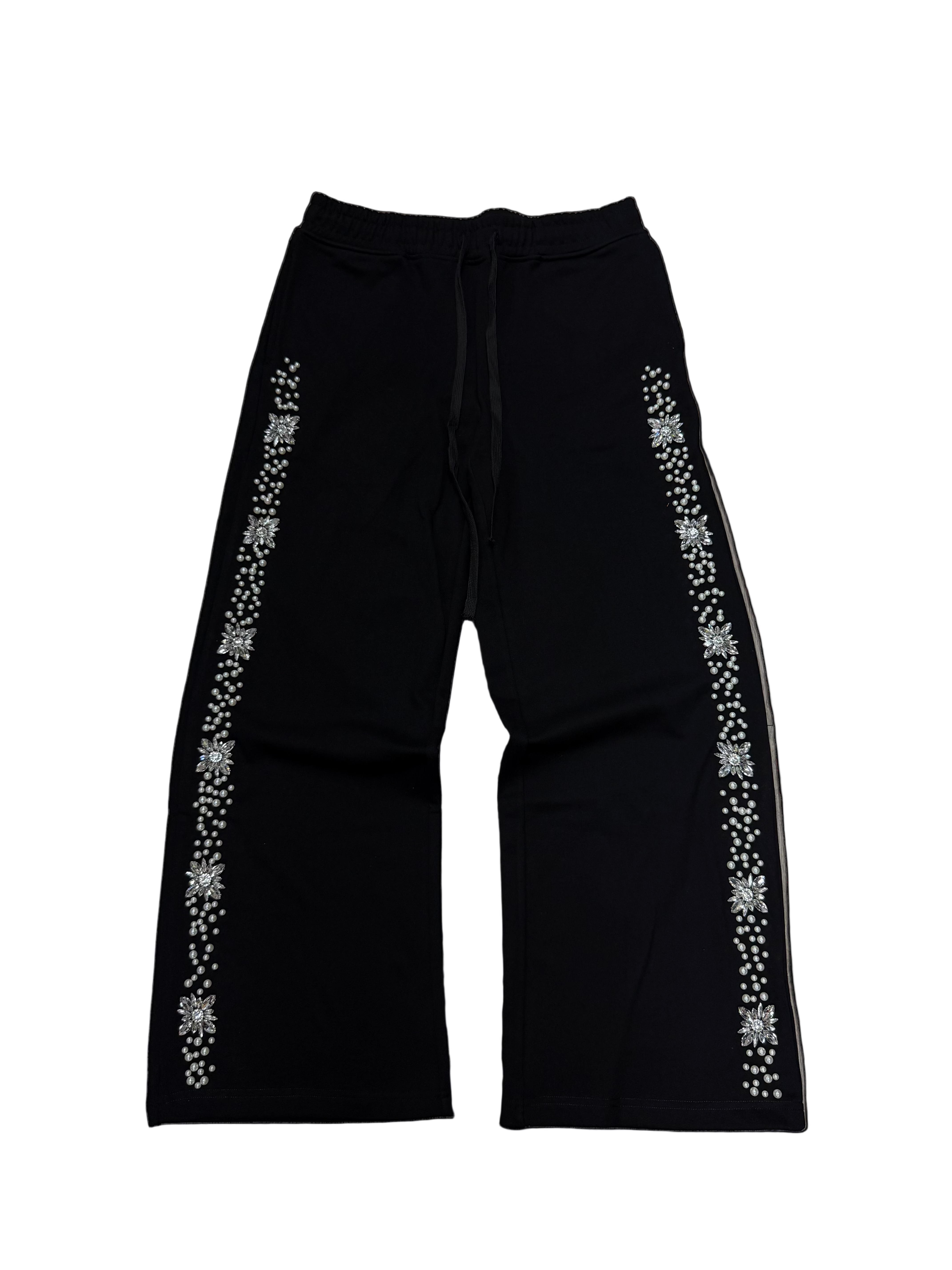 Fraternal Desires 'Rhinestone' Black Sweats