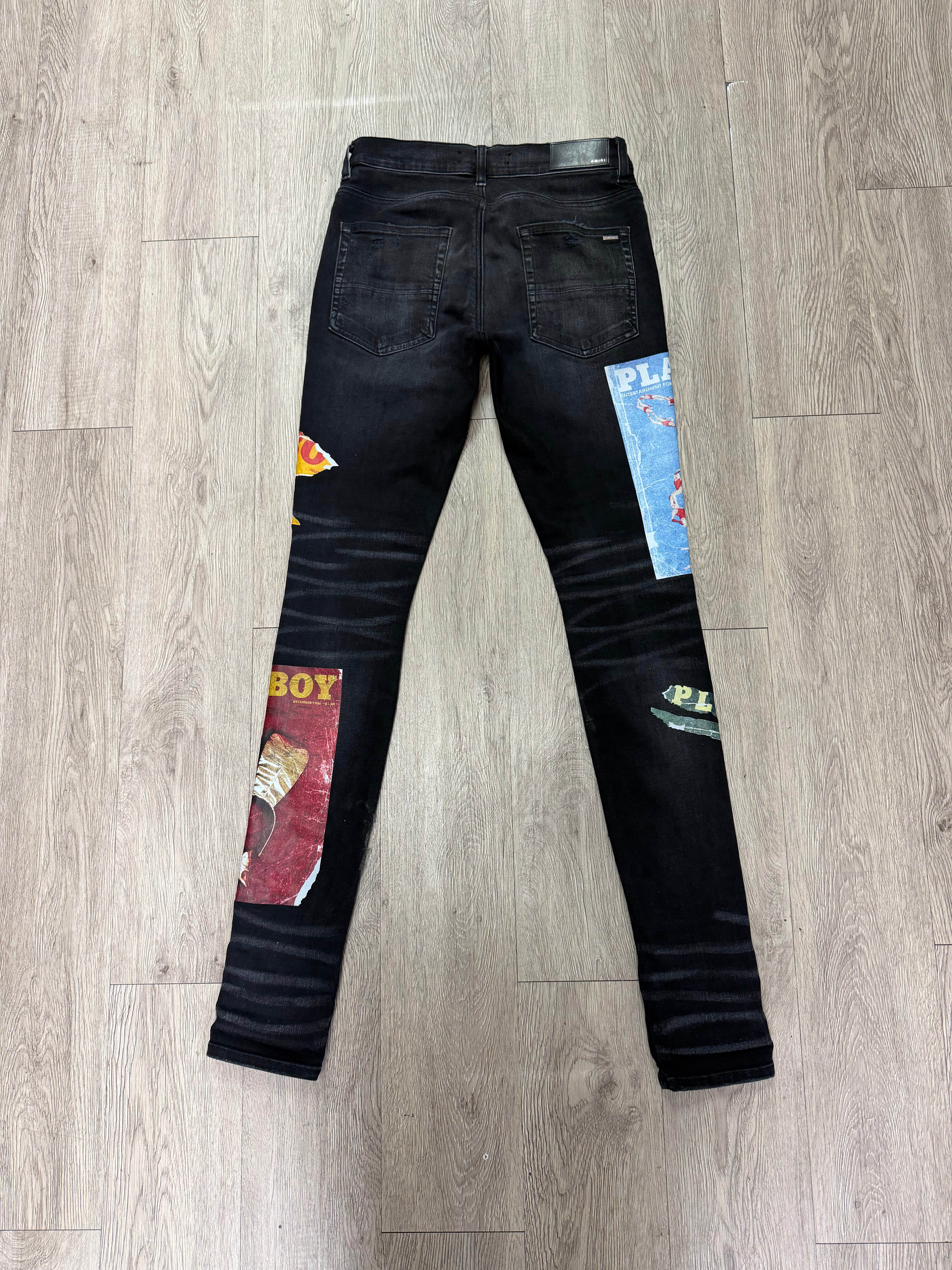 Amiri Black Wash Playboy Magazine Jeans