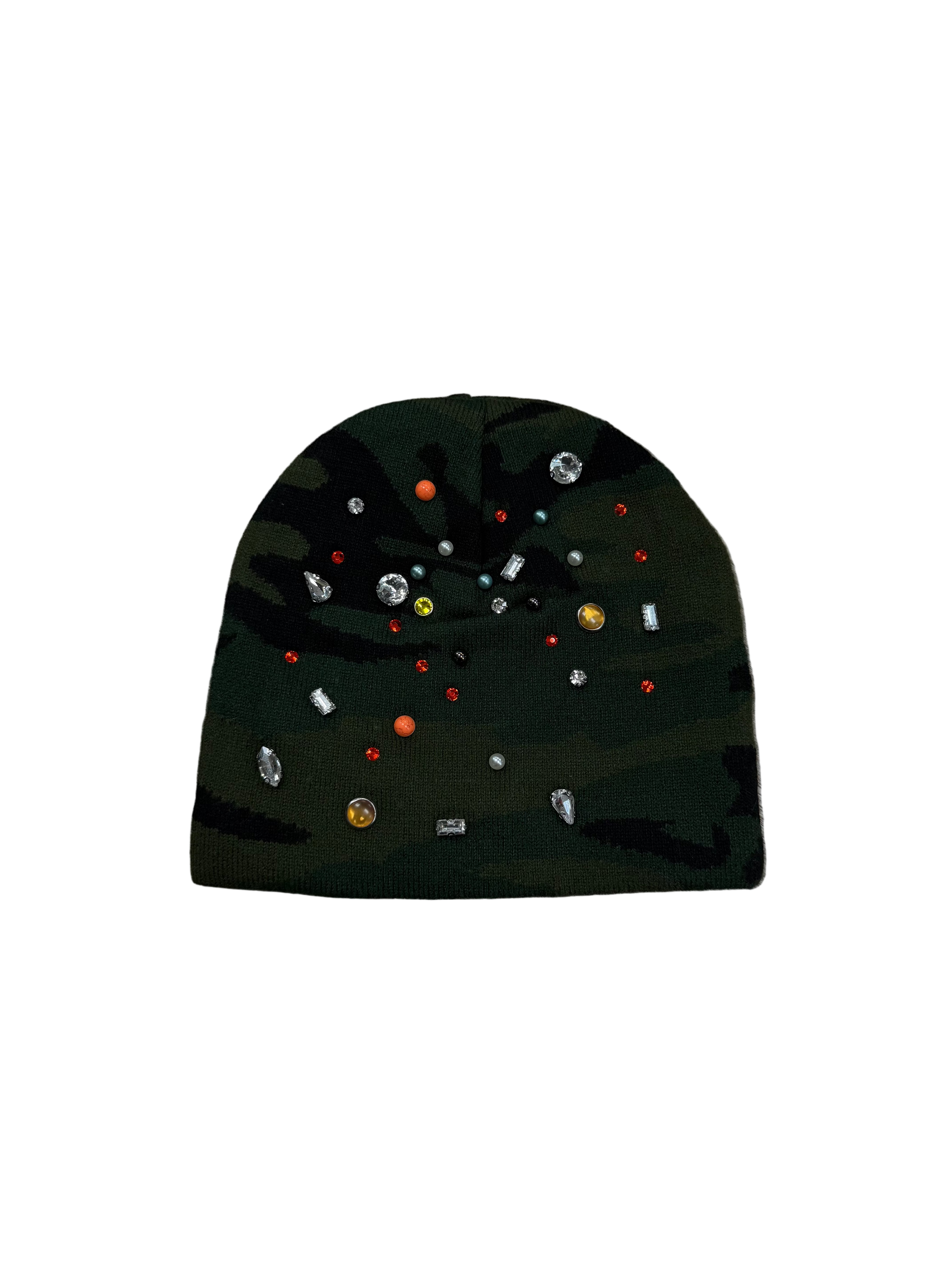 Lost Intricacy 'Gemstone' Green Camo & Orange Beanie