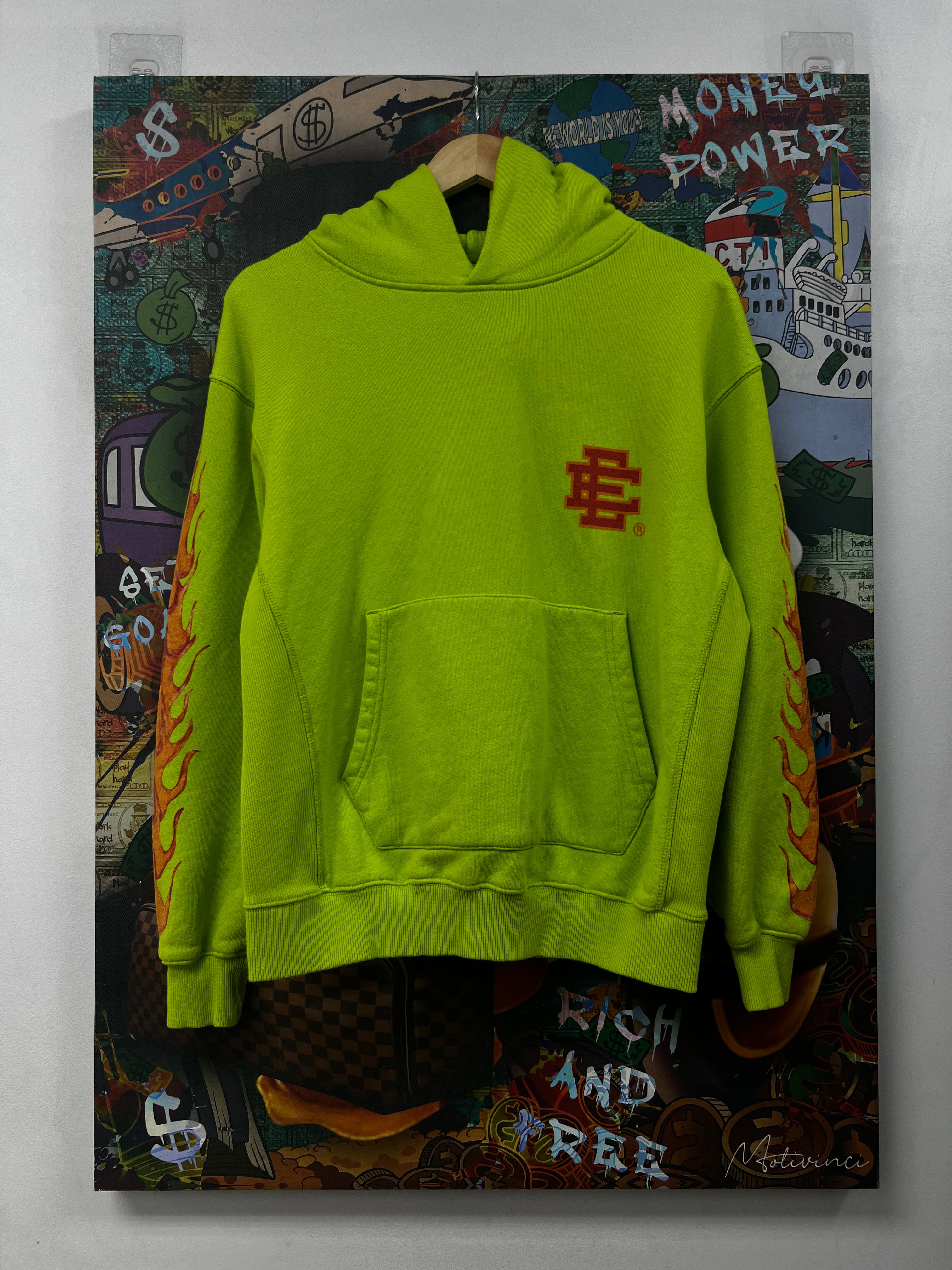 Eric Emanuel Green Red Flames Sneakers