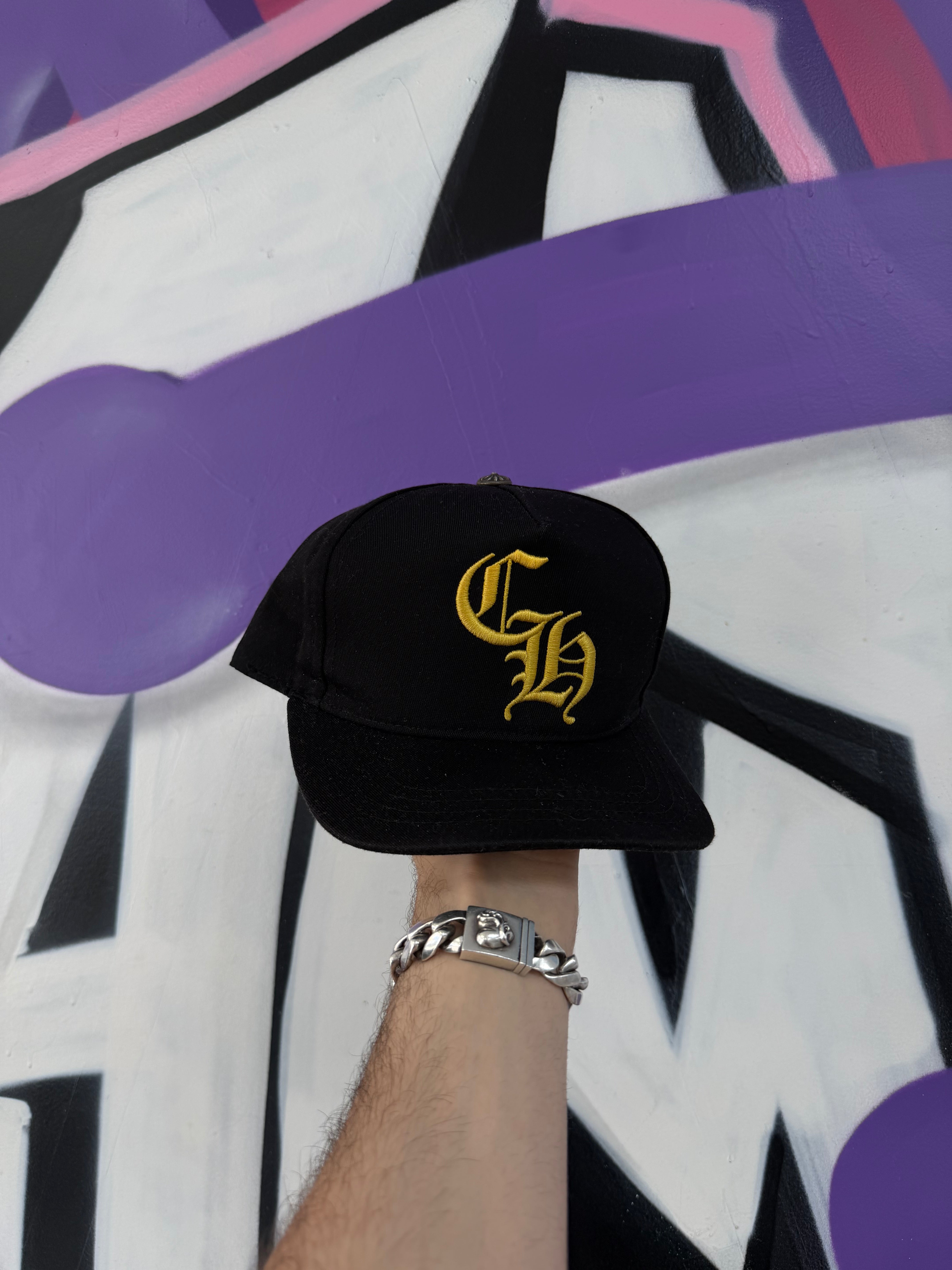 Chrome Hearts Black Yellow CH Baseball Trucker Cap