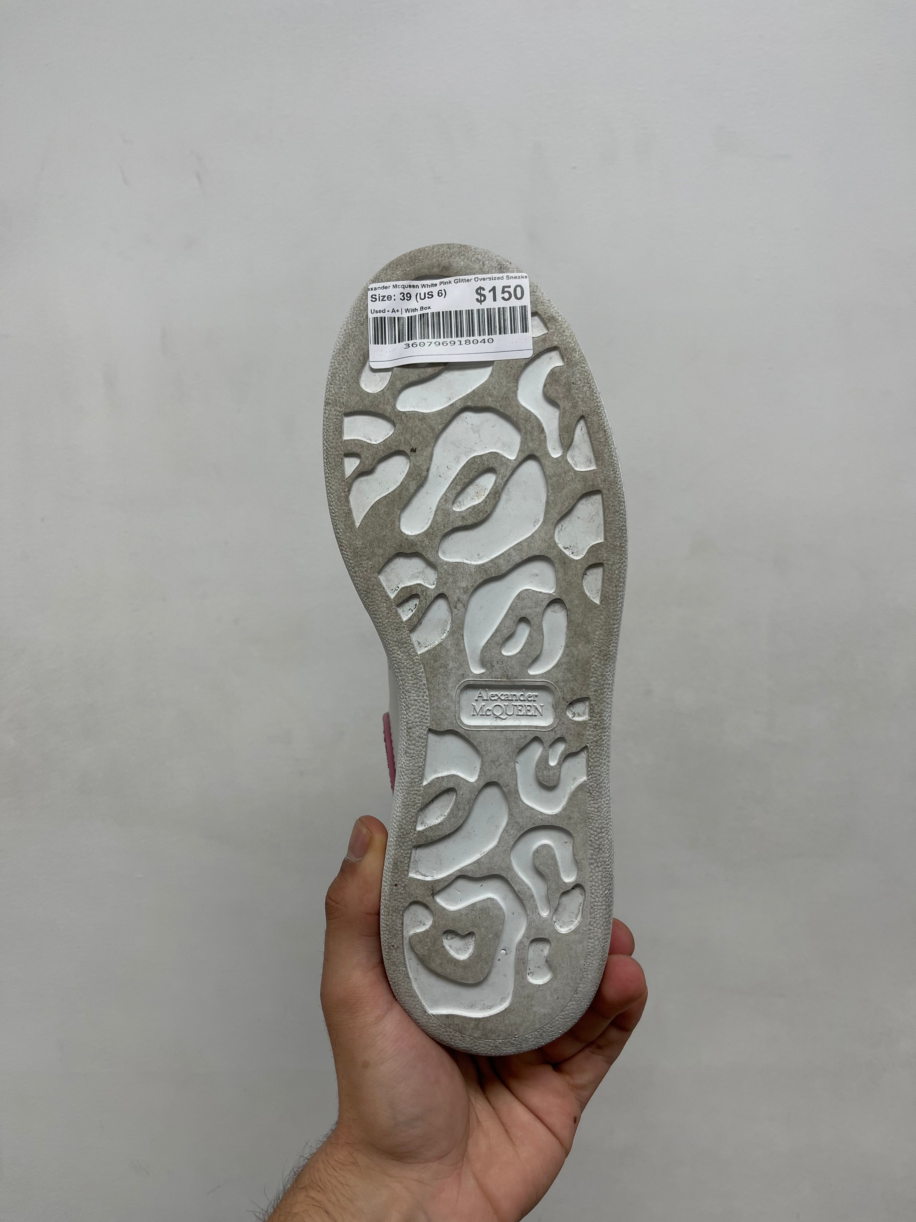 Alexander Mcqueen White Pink Glitter Oversized Sneakers