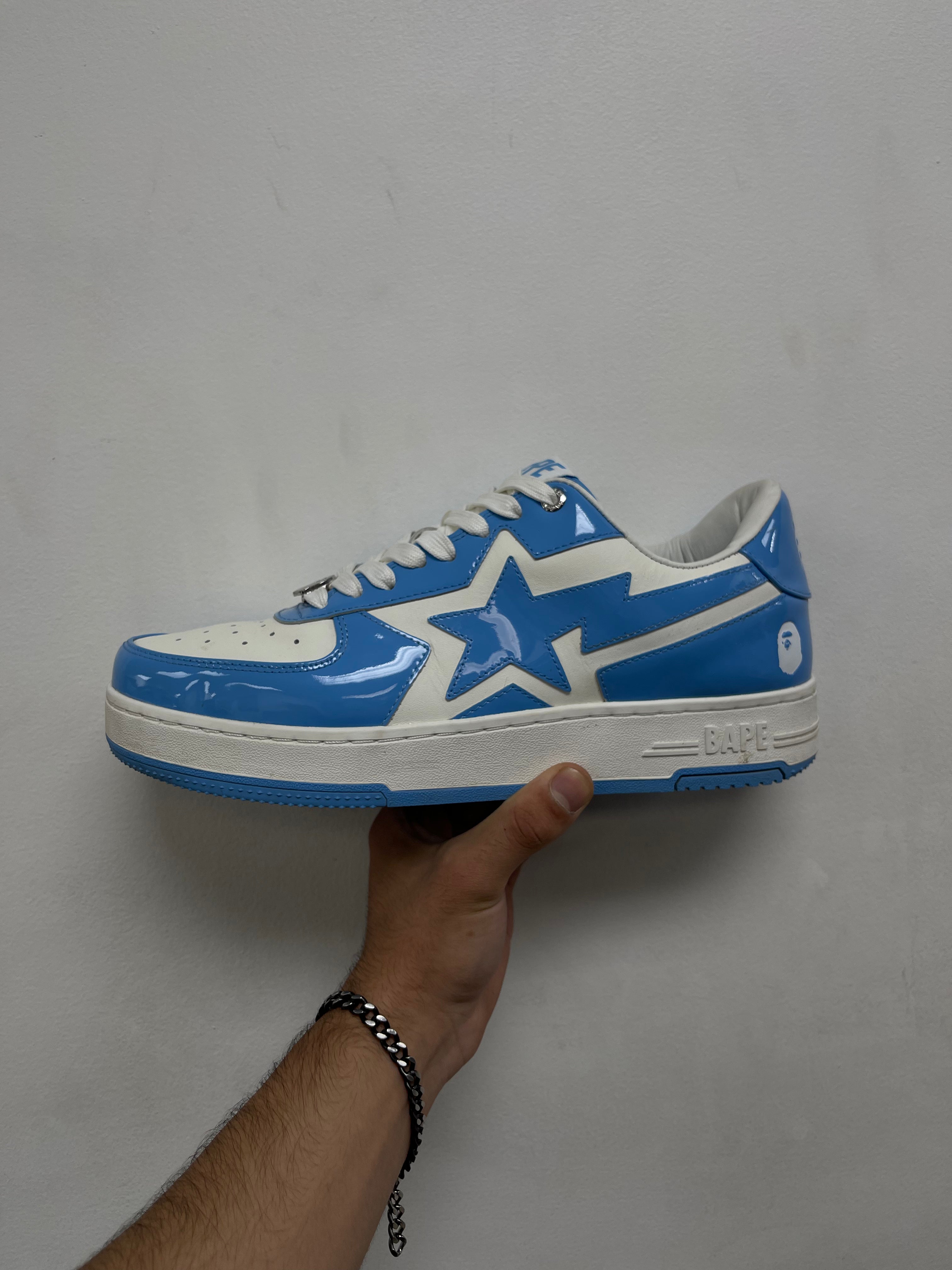 Bape Baby Blue Patent Bapesta Sneakers
