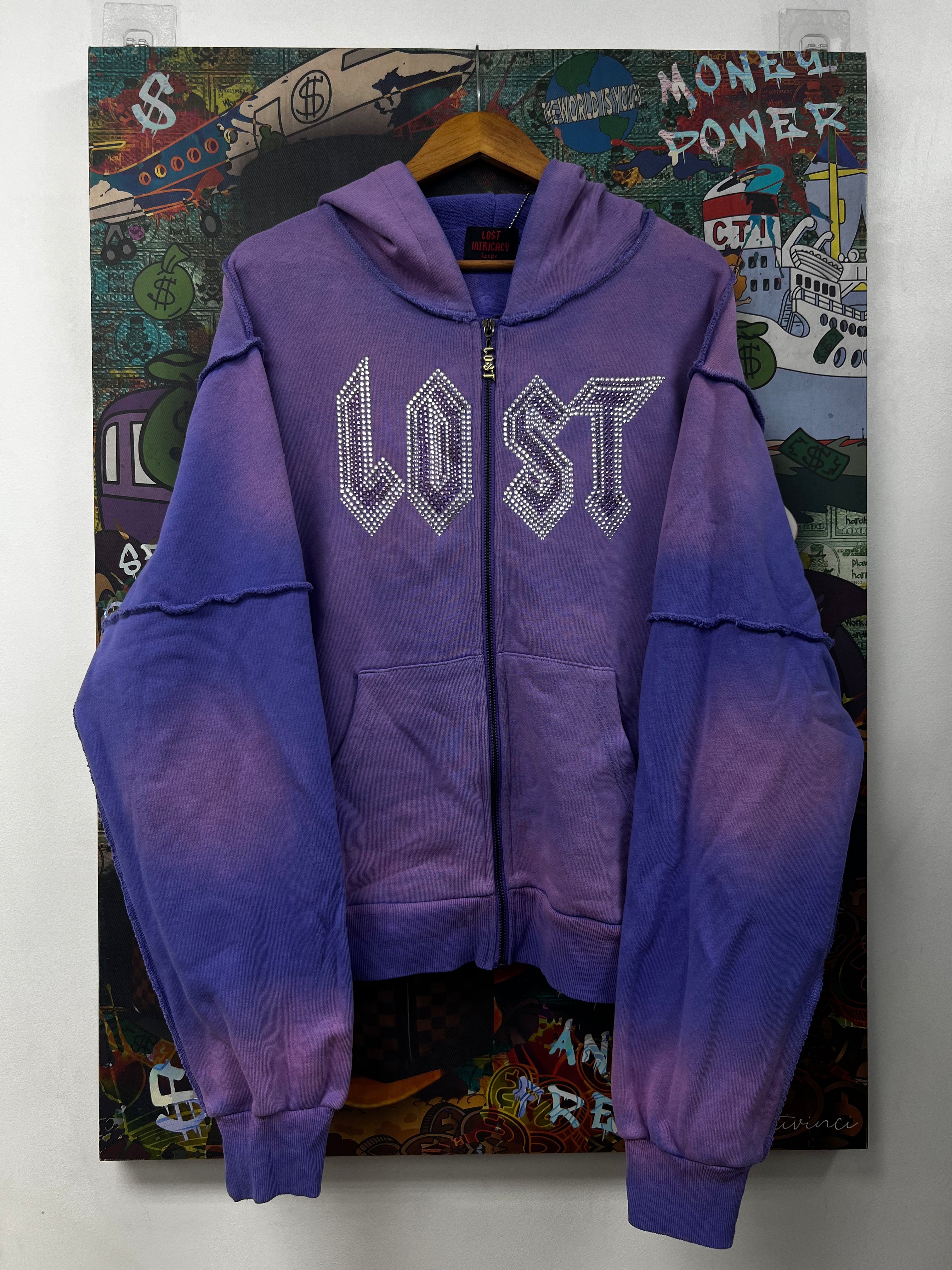 Lost Intricacy Purple Rhinestone Zip Up Hoodie