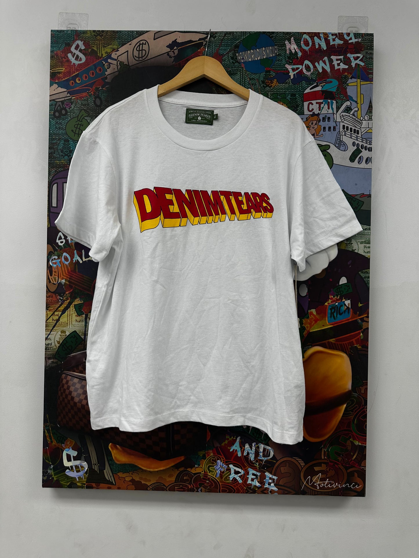 Denim Tears White Red Yellow Tee Used XL