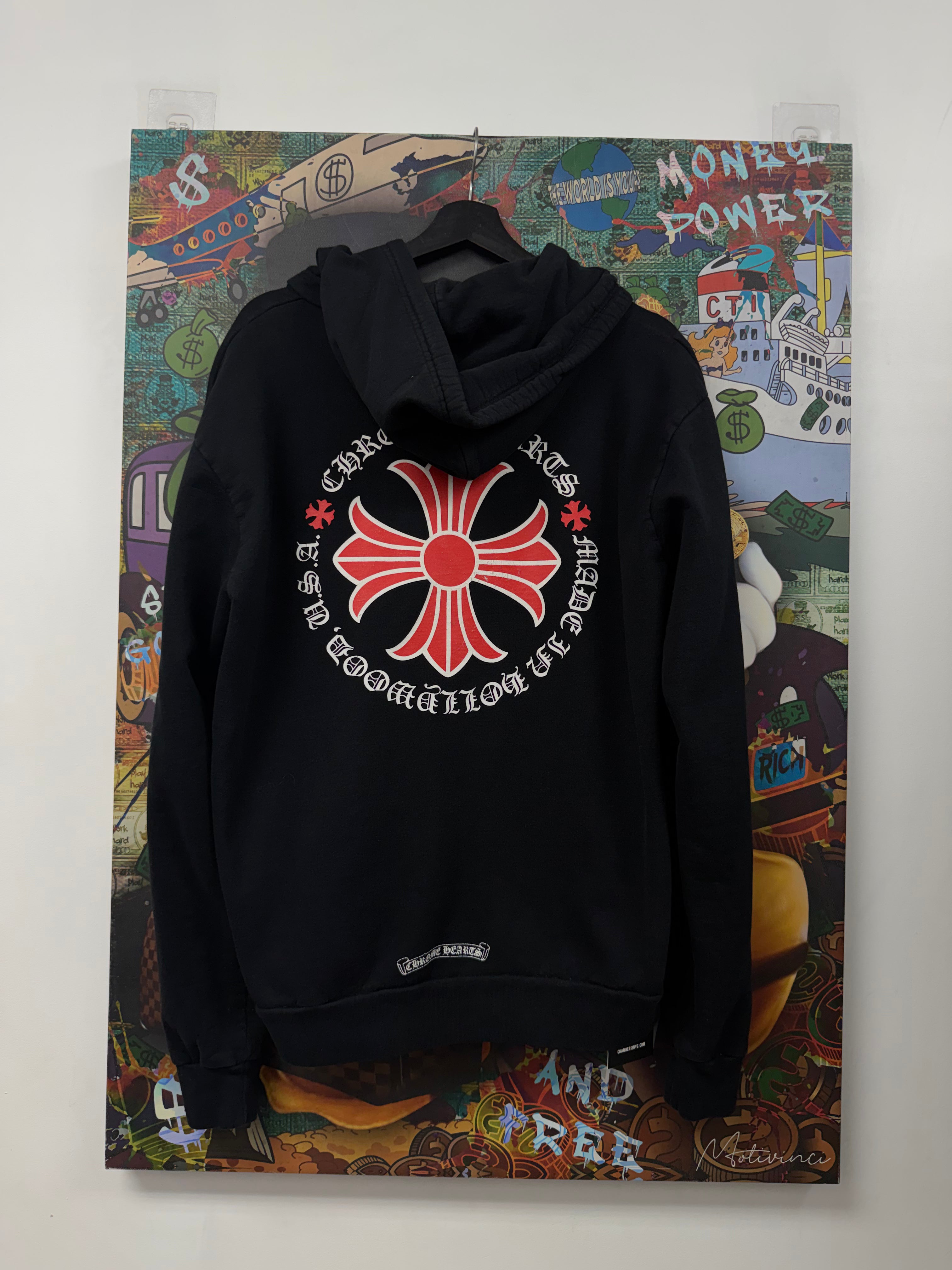 Chrome Hearts Black Red Plus Zip Up Hoodie