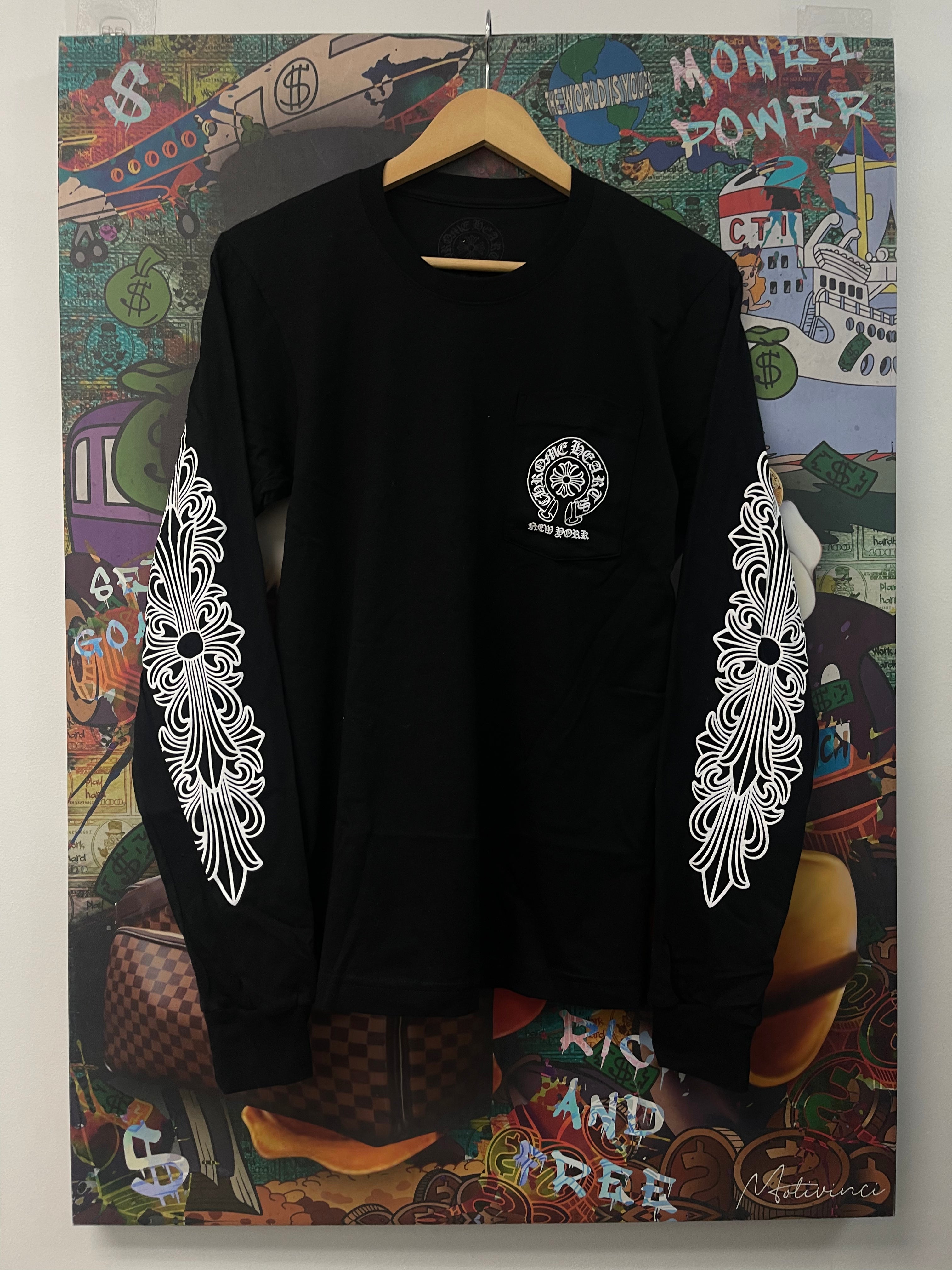 Chrome Hearts Black New York Floral Horseshoe Long Sleeve