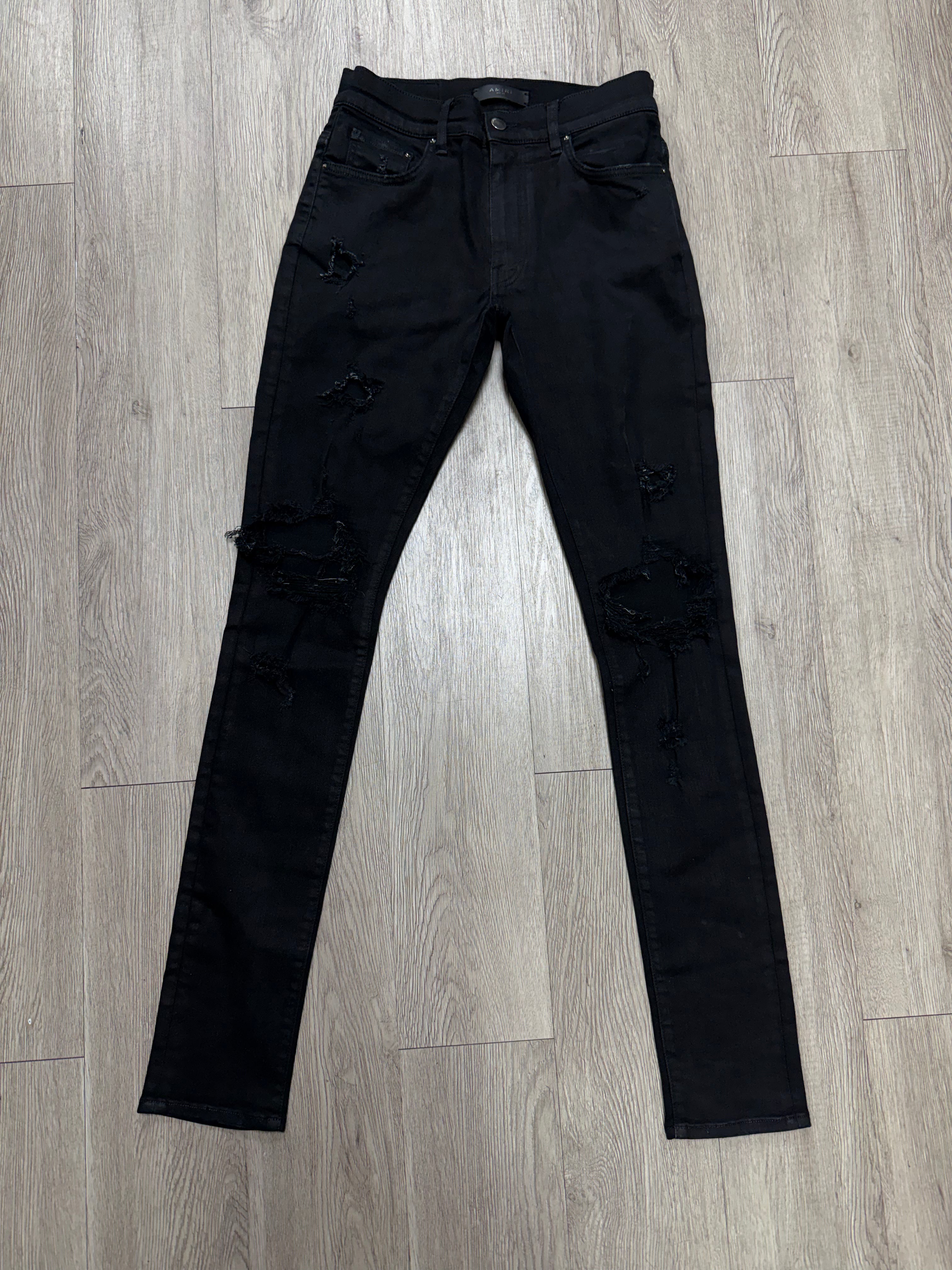 Amiri Black Knee Rip (Zipper) Jeans