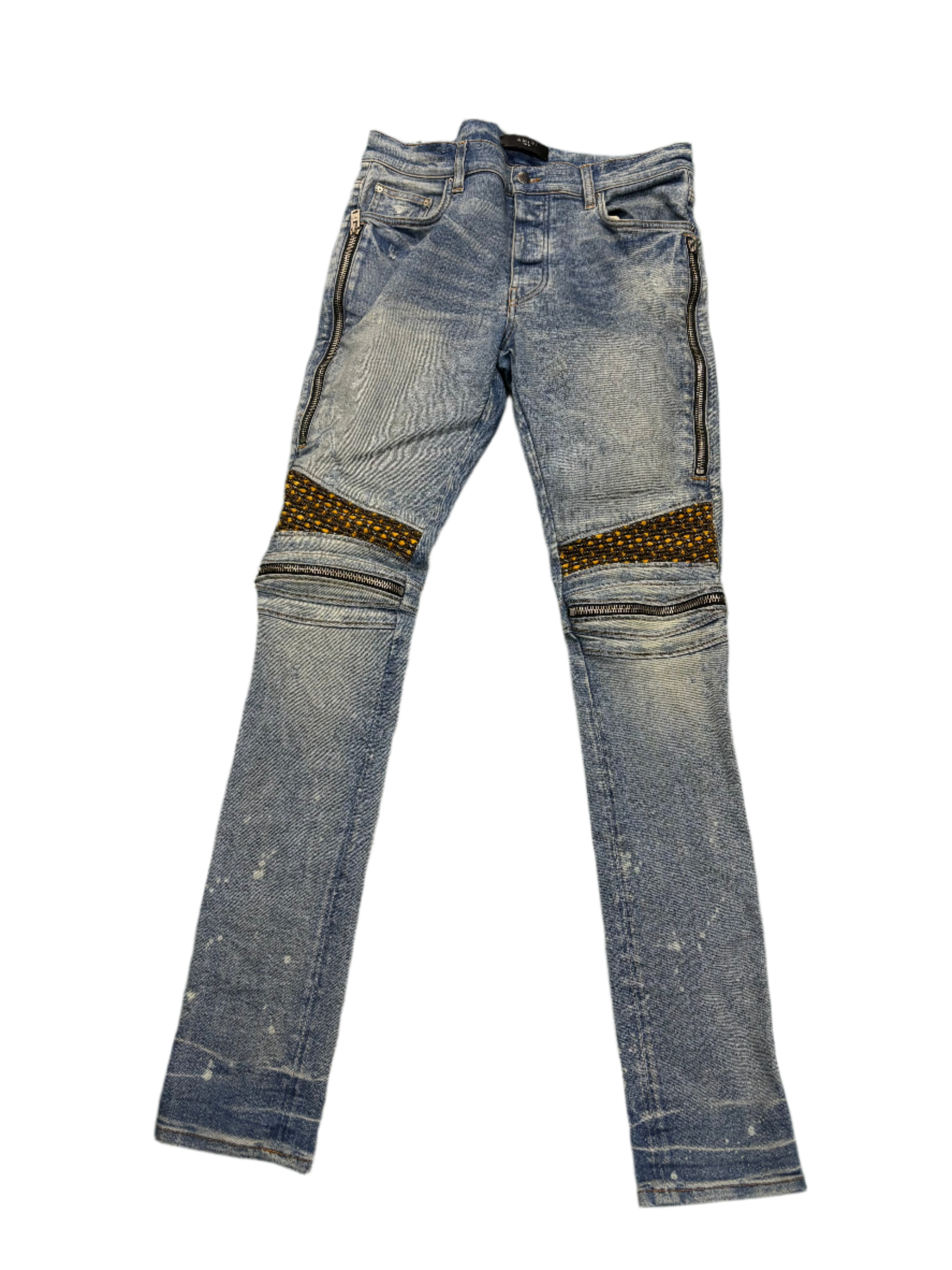 Amiri MX2 Light Wash Yellow Patch Blue Jeans