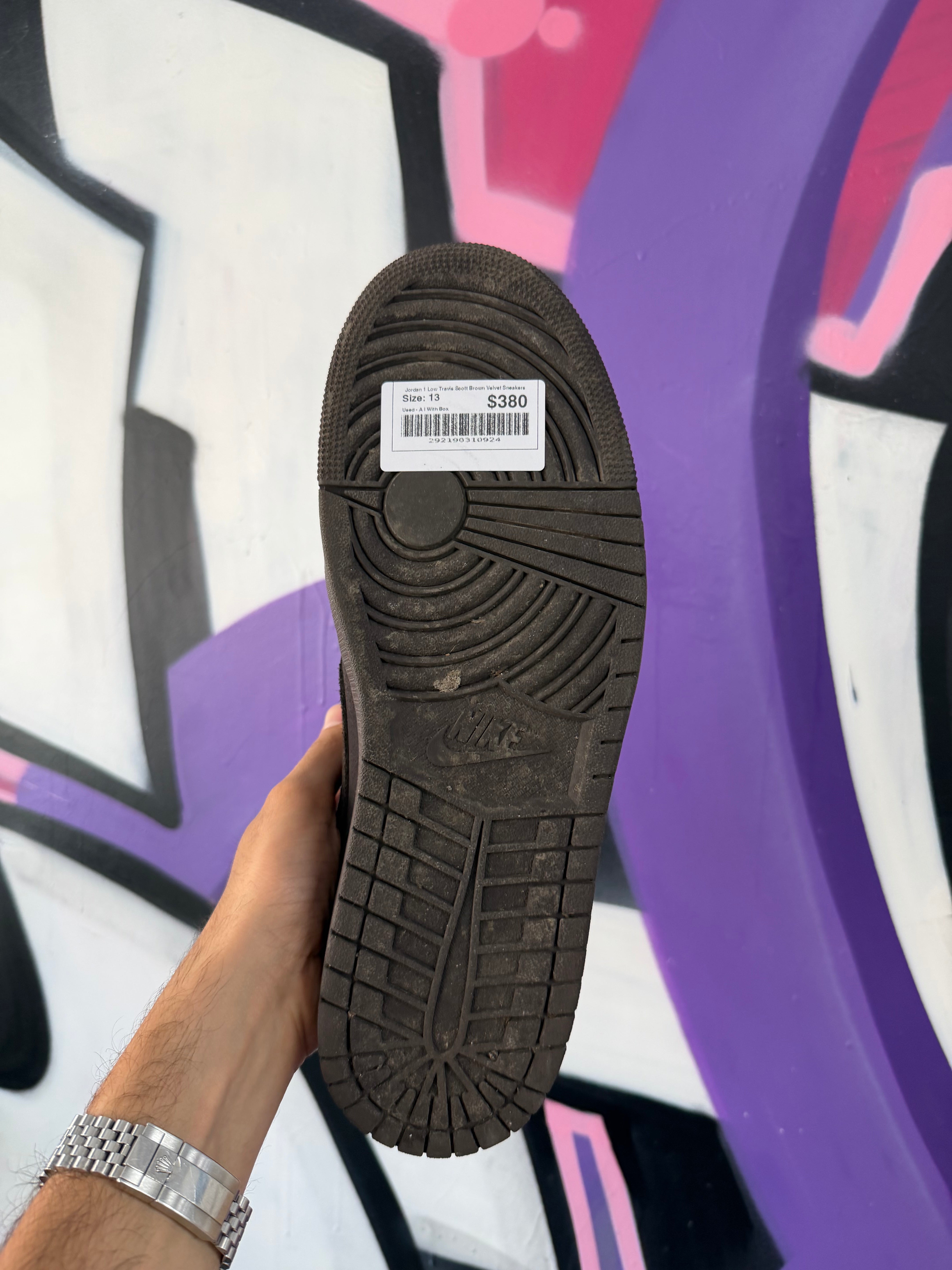 Jordan 1 Low Travis Scott Brown Velvet Sneakers