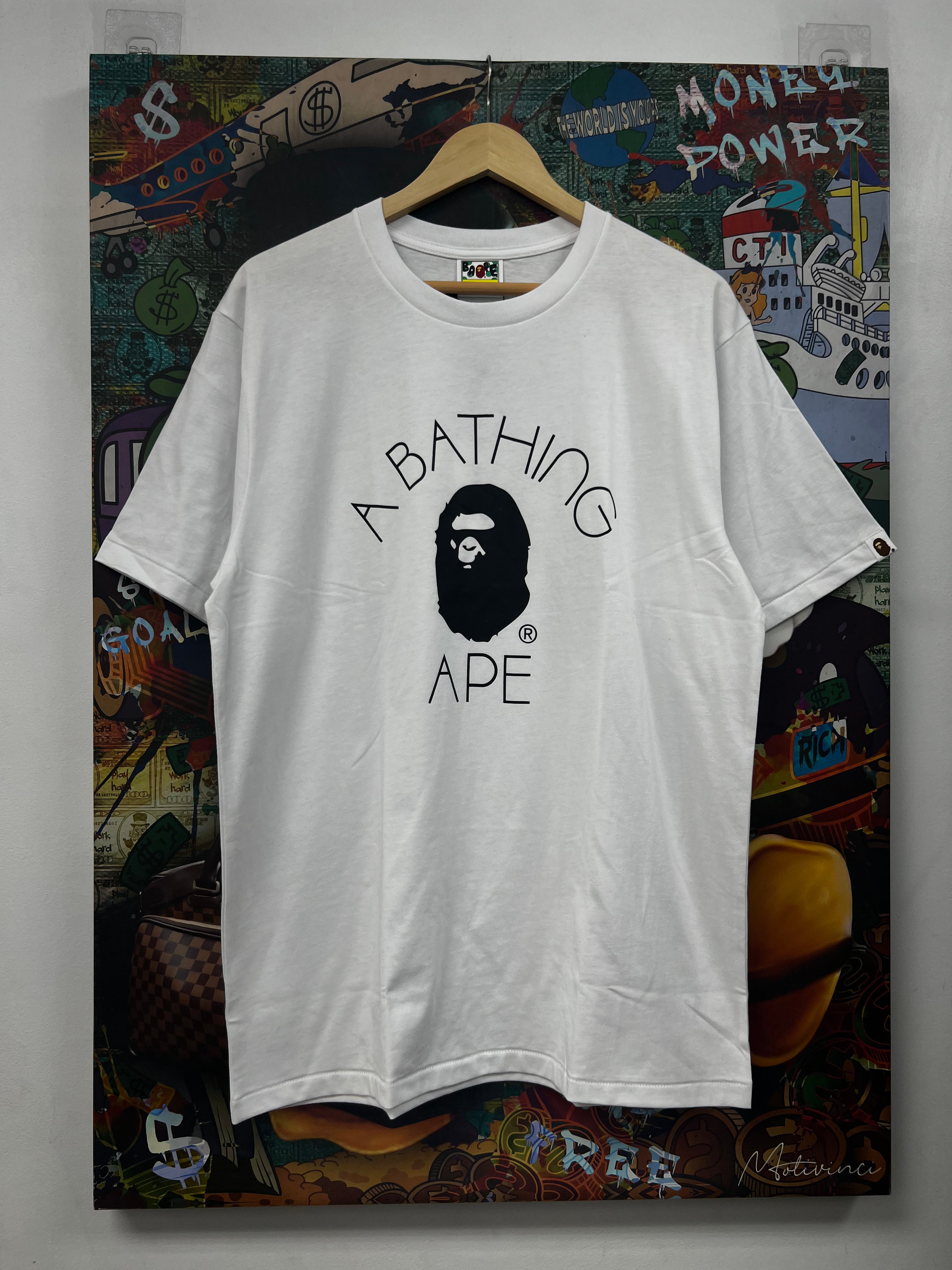 BAPE White Black ABA Tee