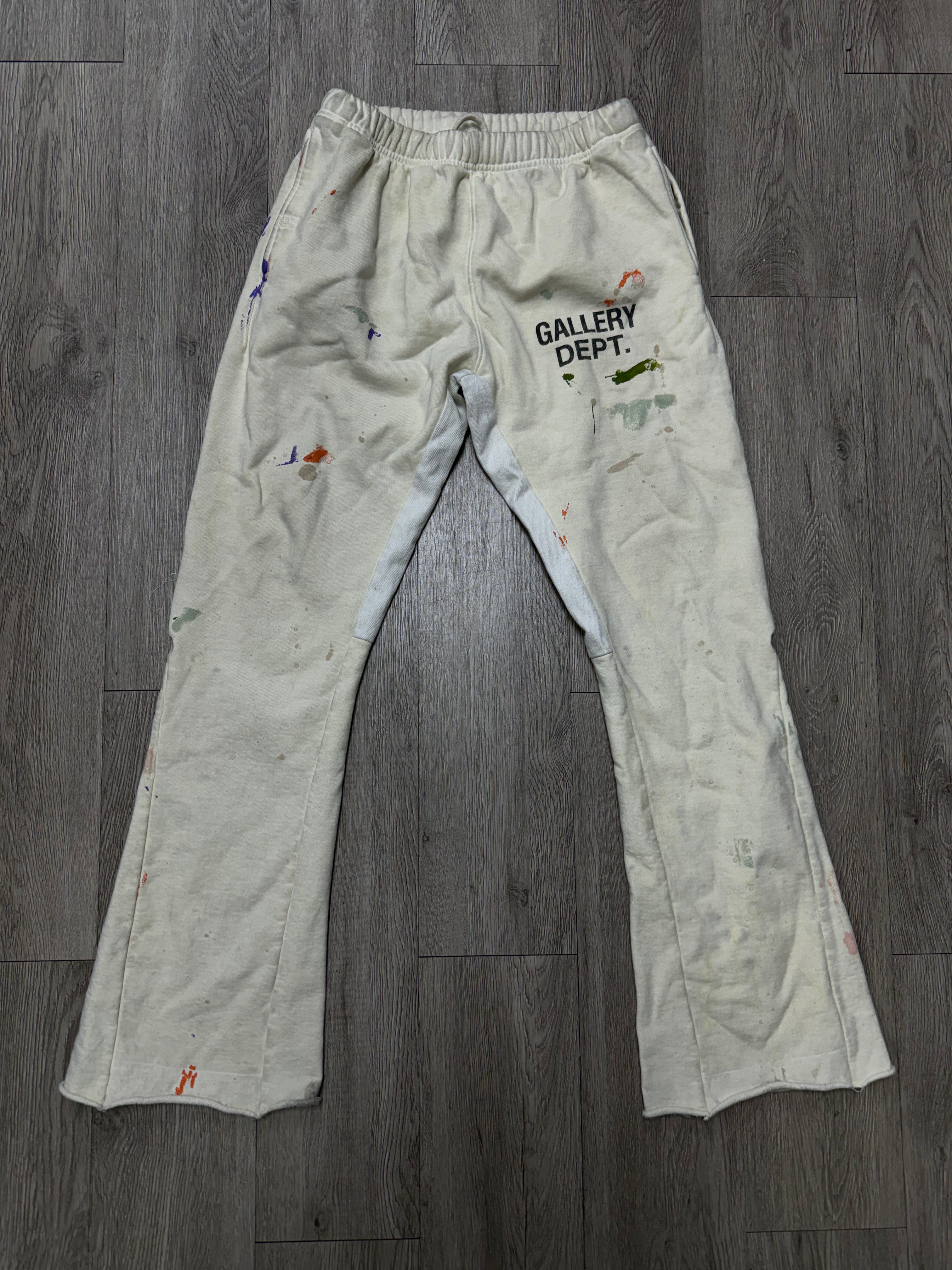 Gallery Dept Cream Paint Splatter Flare Sweats