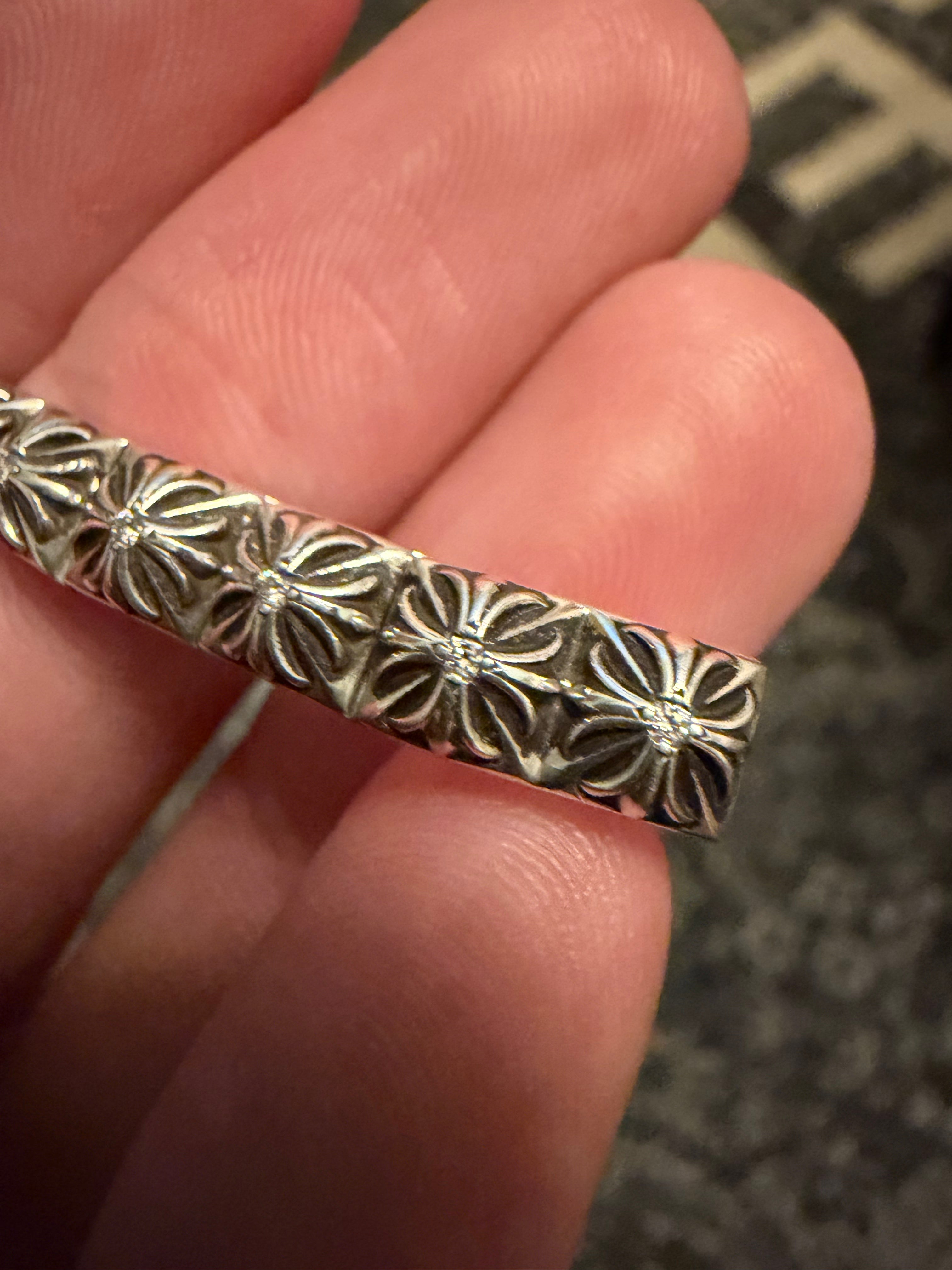 Chrome Hearts .925 Silver Diamond Pyramid Plus 1/4 Bracelet