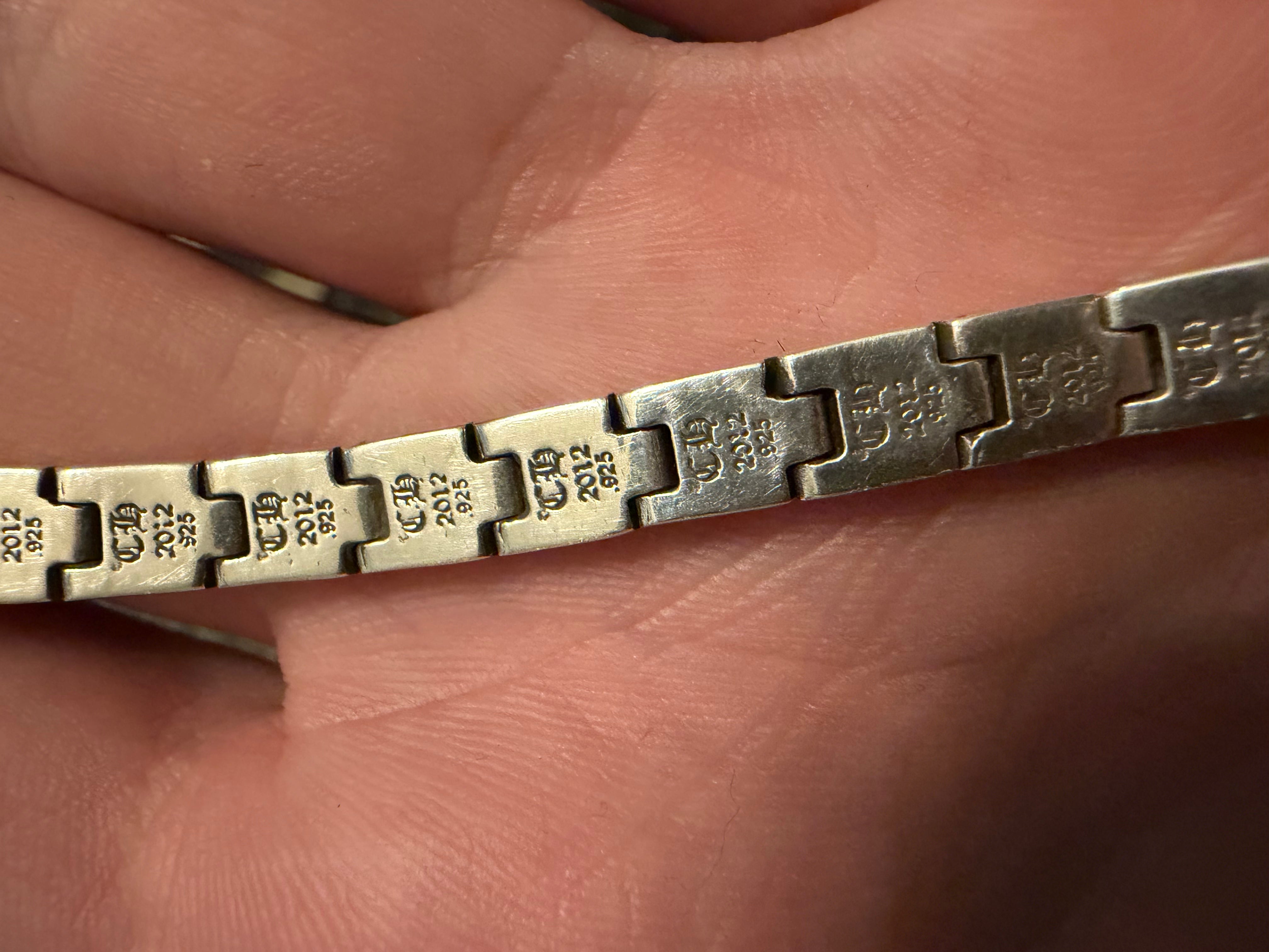 Chrome Hearts .925 Silver Diamond Pyramid Plus 1/4 Bracelet