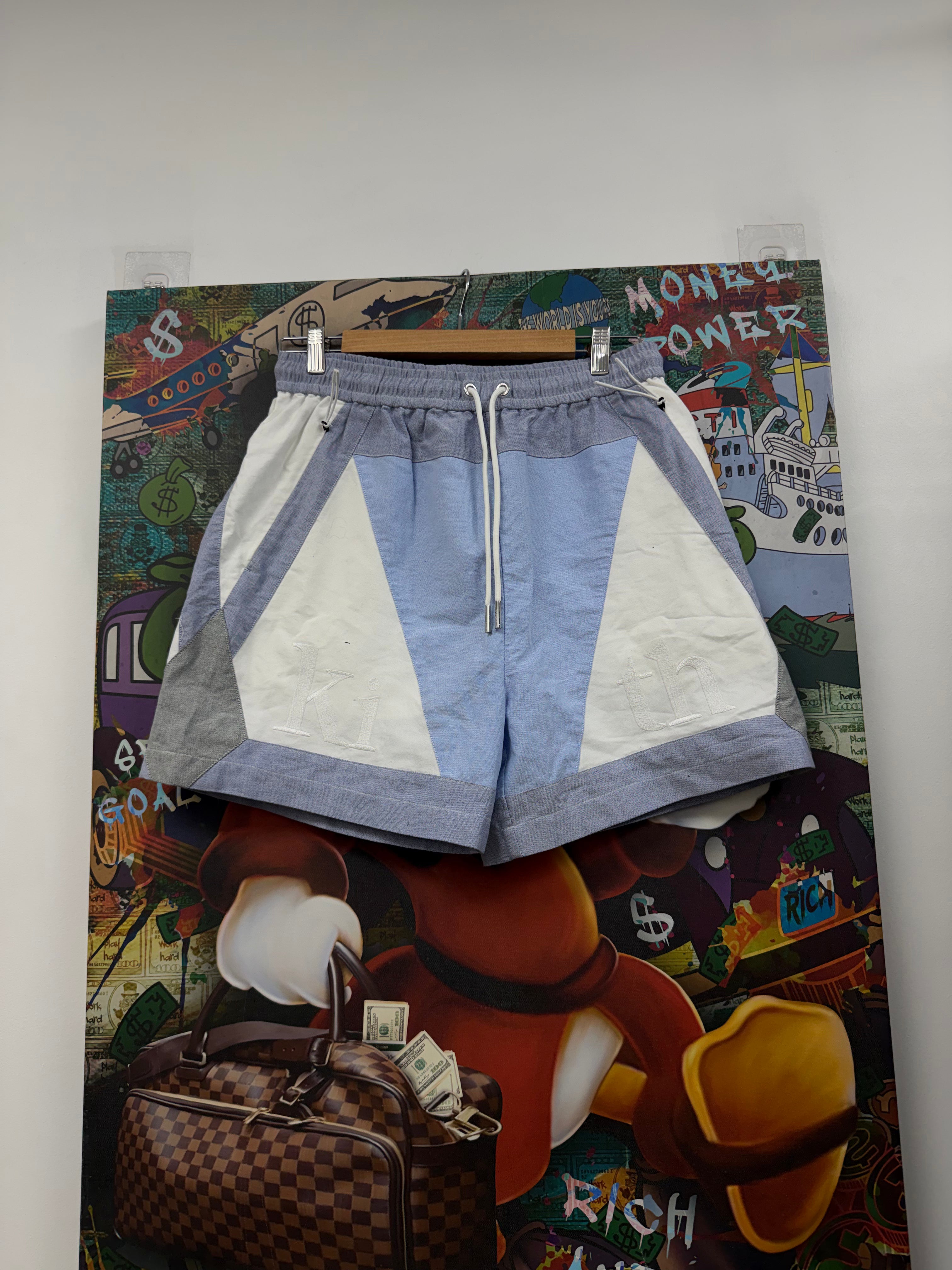 Kith White Blue Logo Shorts