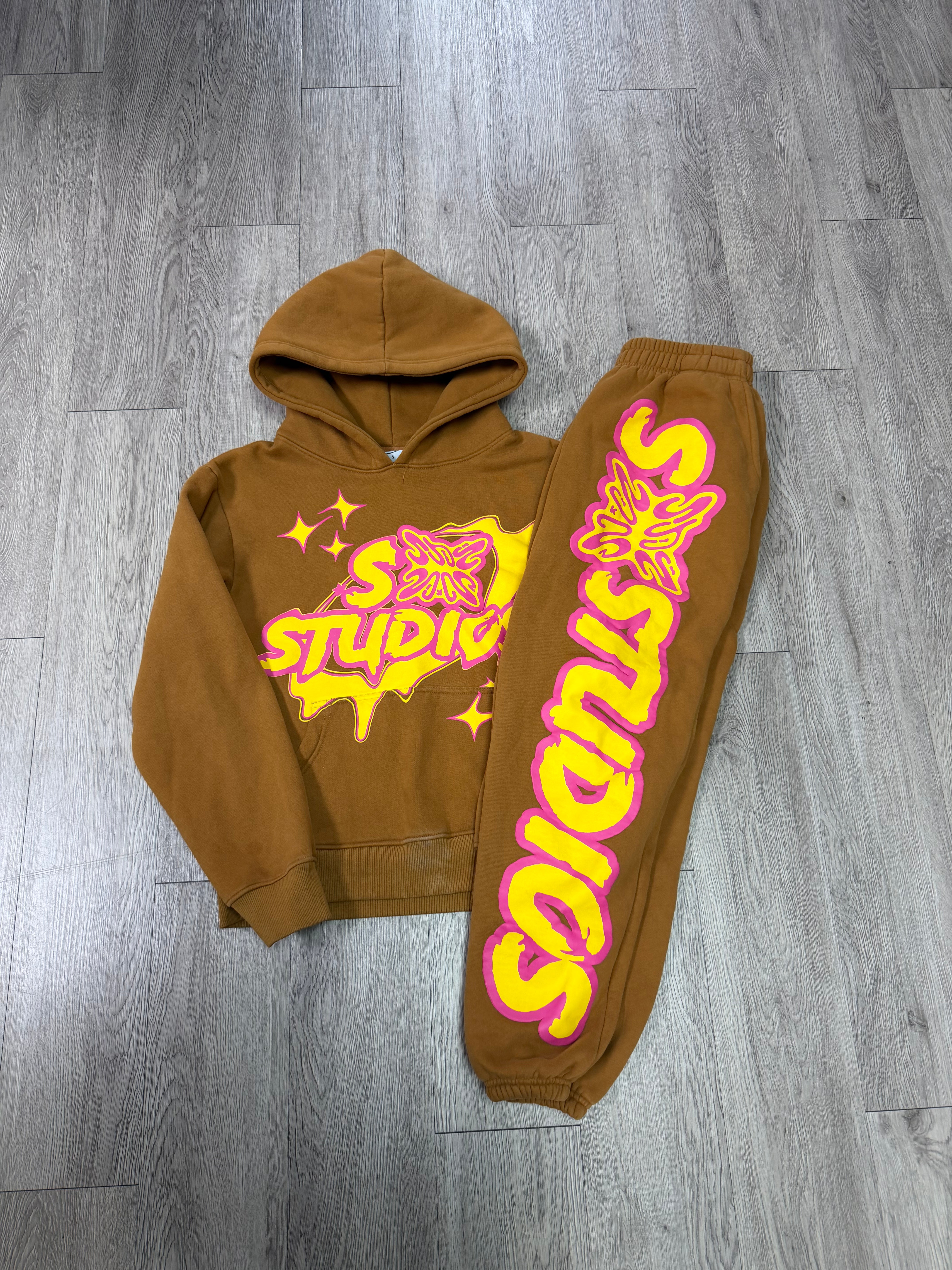 SB Studios Tan Yellow Pink Sweatsuit