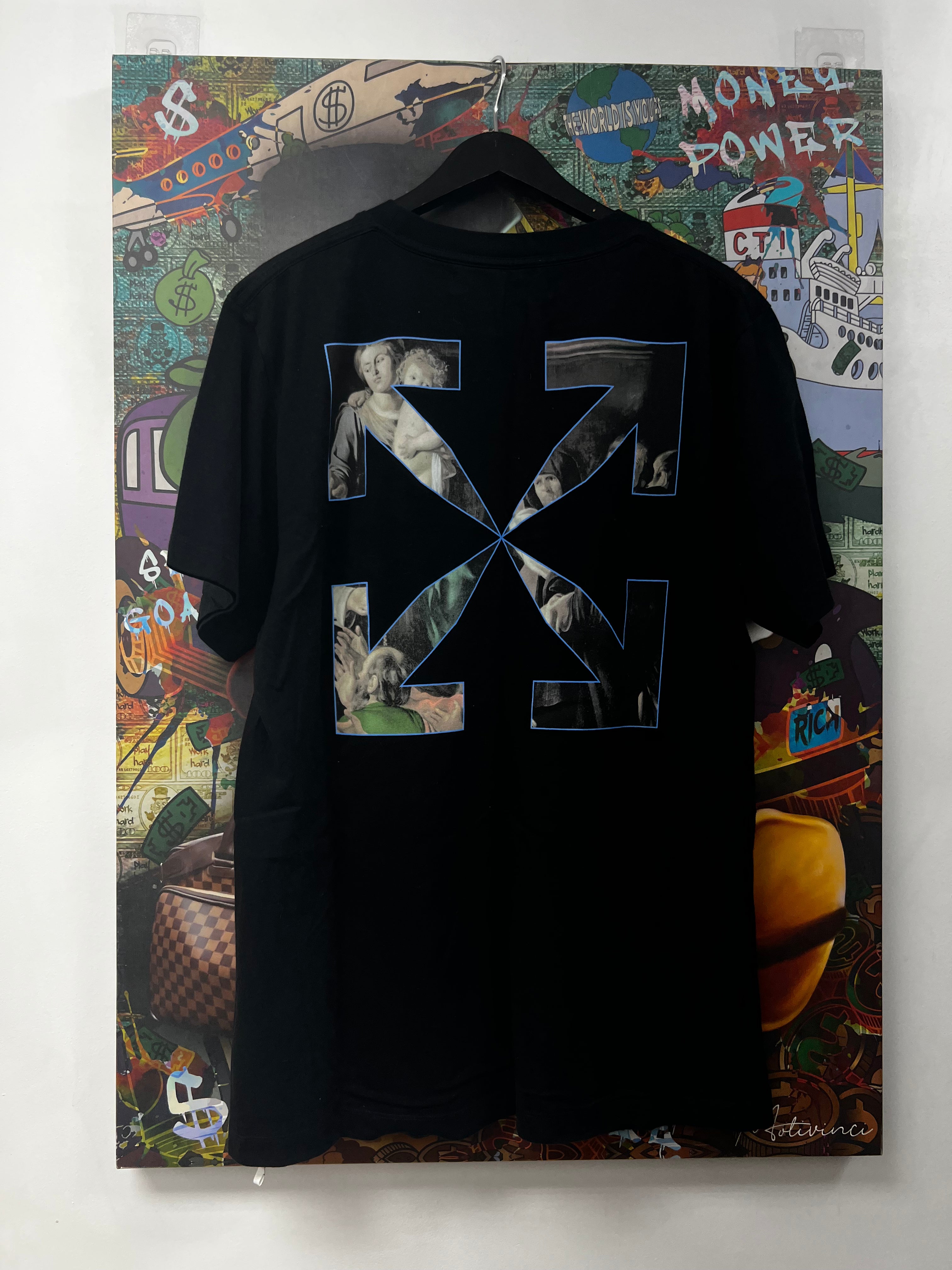 Off White Black Blue Arrow Tee