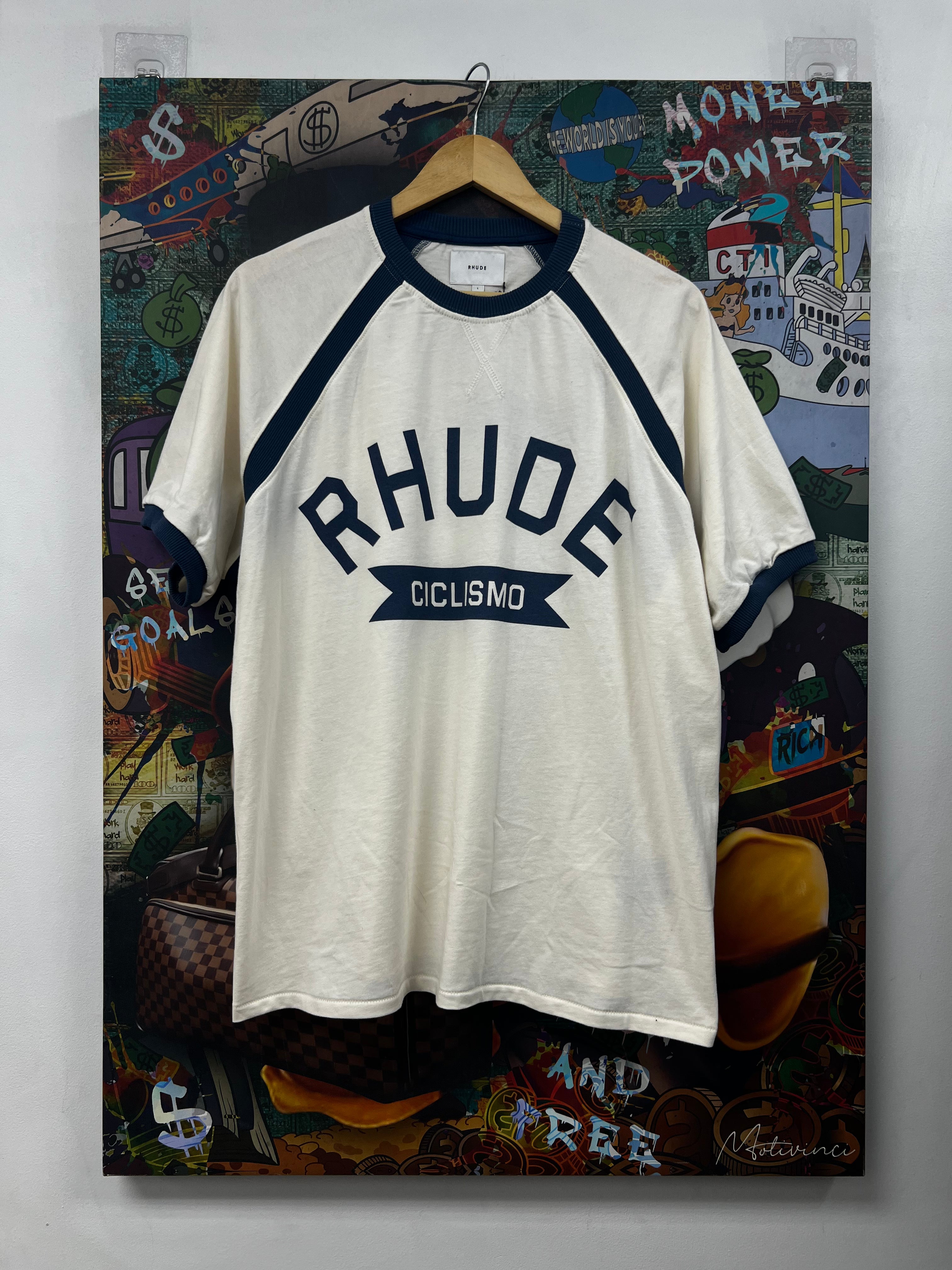 Rhude Navy Cream Ciclismo Tee