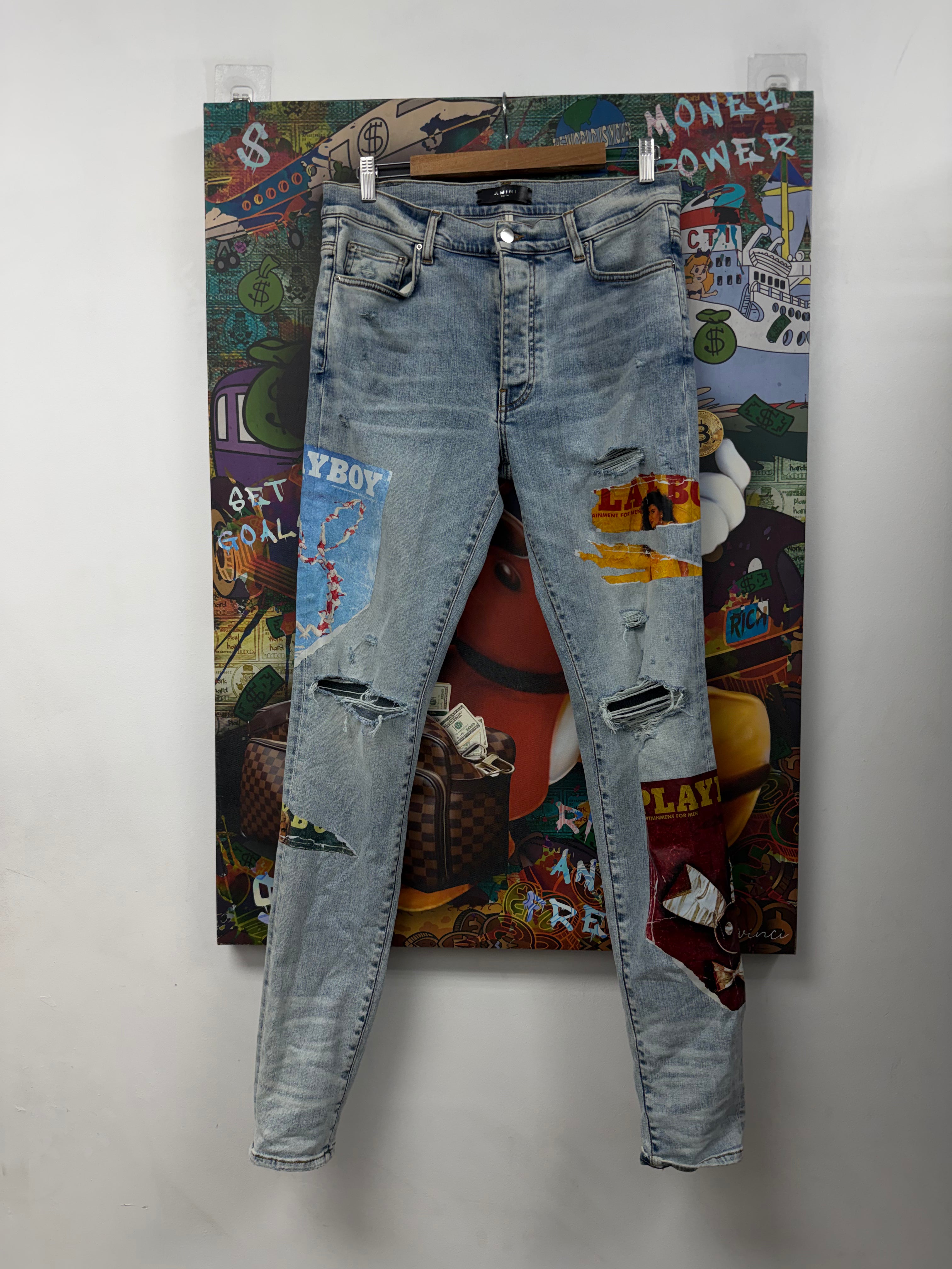 Amiri Light Wash Playboy Magazine Jeans