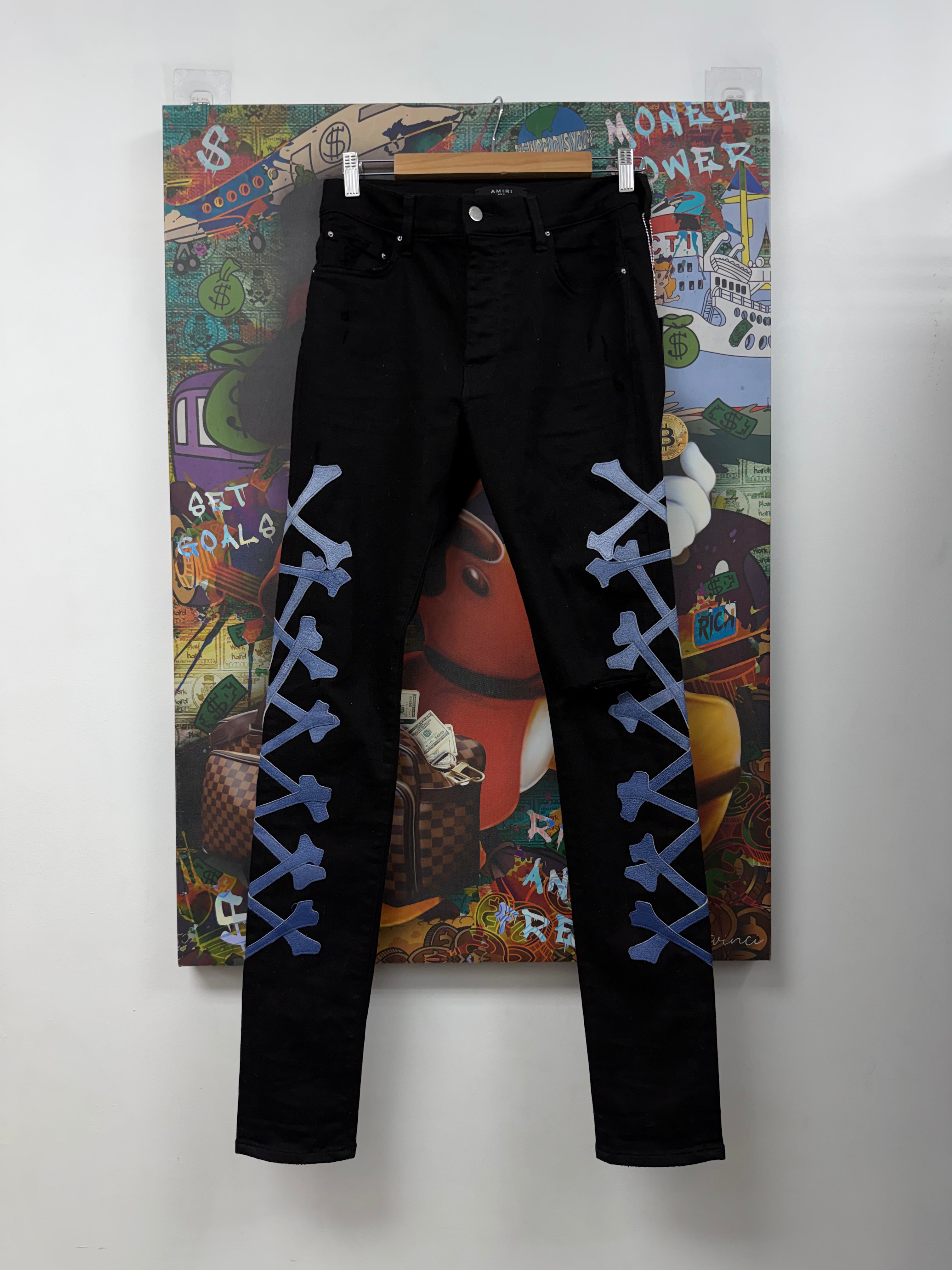 Amiri Black Blue Gradient Bone Jeans